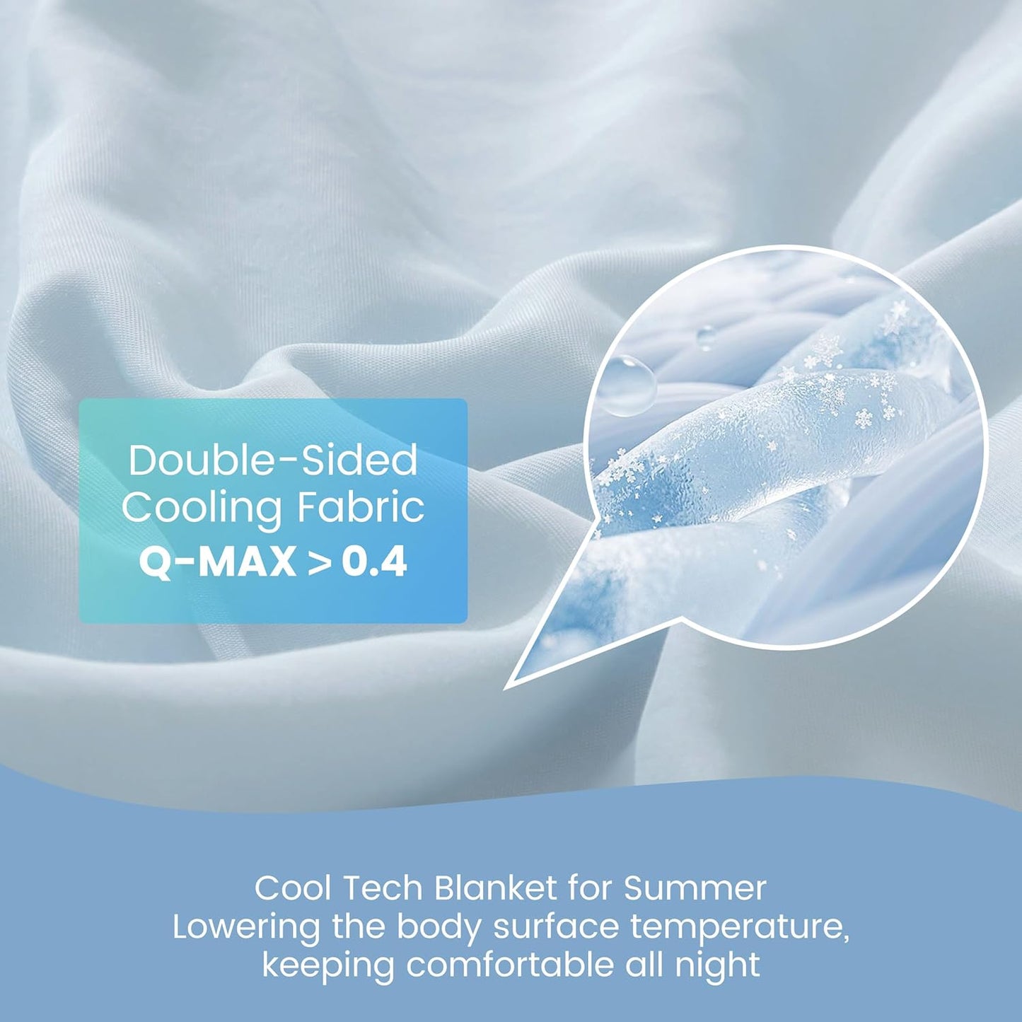 SNOWMAN Cooling Comforter King Size Double-Sided, Soft Cooling Blanket for Hot Sleepers, Cold Touch Fabric Summer Quilt, Lightweight Q-Max>0.4 Silk Smooth (Blue/Grey, 106"x90")