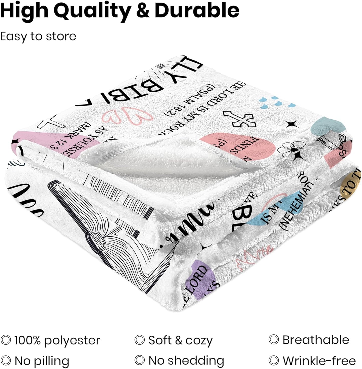 Christian Gifts for Women, Religious Blanket Gifts, Bible Verse Blanket for Women, Soft Flannel Throw Blankets 60"x50"