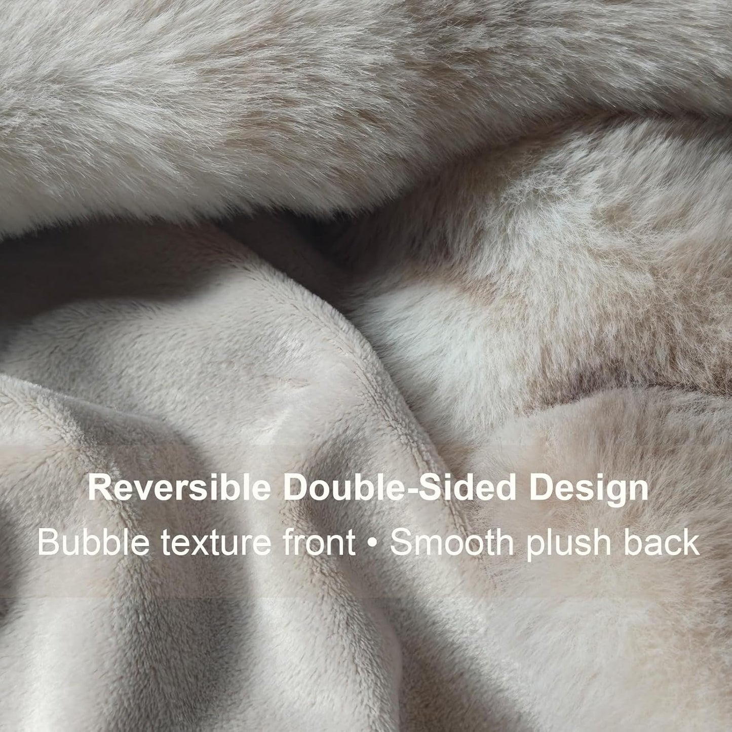 Faux Fur Throw Blanket 50x60 Inches, 800GSM Soft Plush Thick Bubble Blanket for Couch and Bed, Fuzzy Soft Tie-Dye Brown Faux Rabbit Fur Blanket for Sofa Living Room Bedroom
