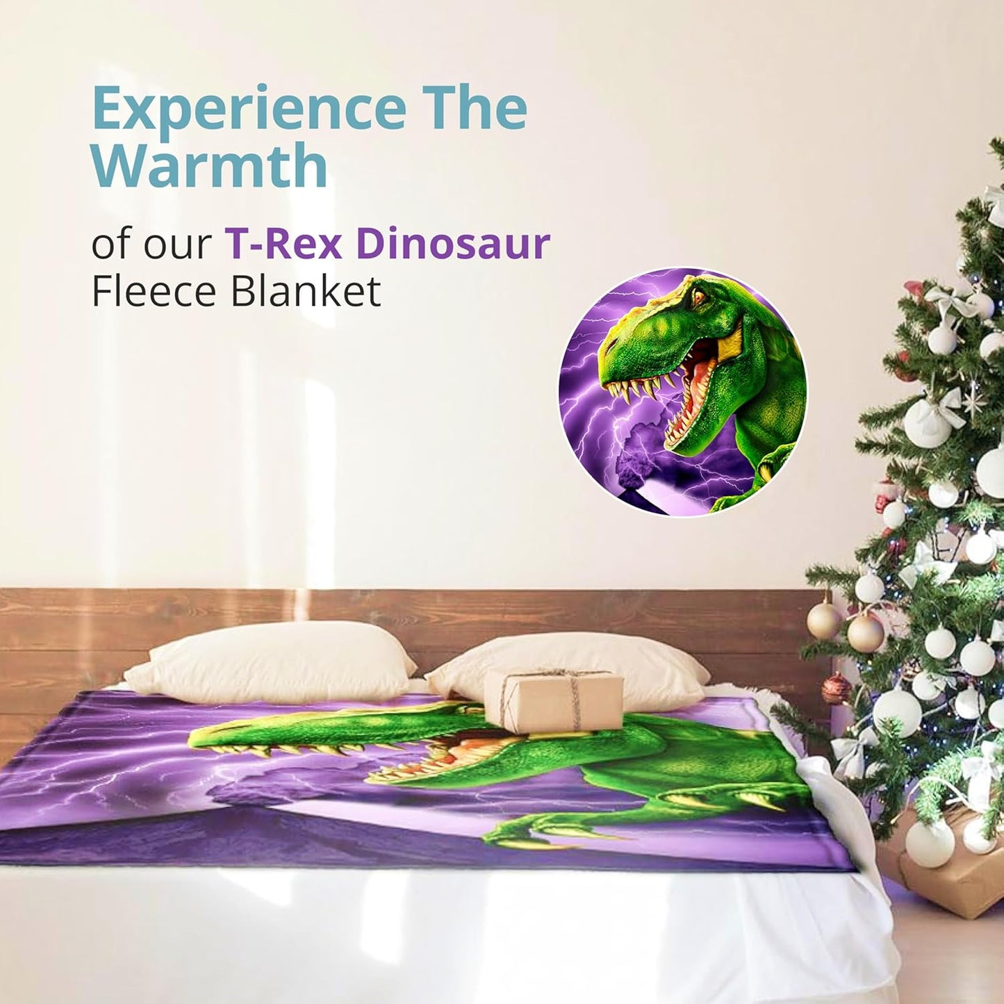 Dawhud Direct T-Rex Fleece Blanket for Bed, 75" x 90" Queen Size Jurassic Fleece Throw Blanket for Boys, Men, Unisex and Kids - Super Soft Plush Dinosaur Blanket Throw