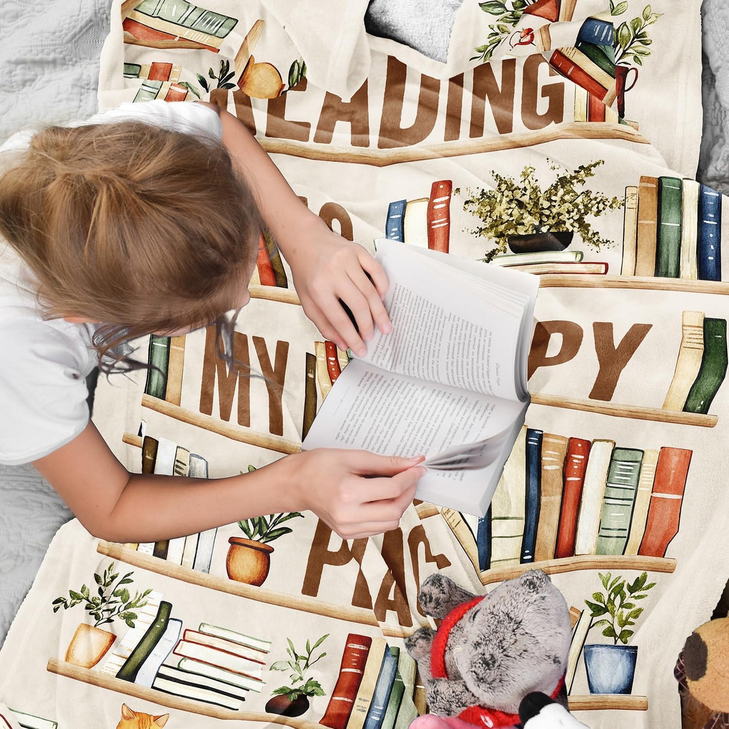 CUJUYO Book Lover Gifts for Women Men Blanket 50"x40" - Librarian Gifts Throw - Book Club Gifts for Reading Lovers Bookish - Literary Gift Ideas - Best Bookworm Gifts for Birthday Christmas Graduation