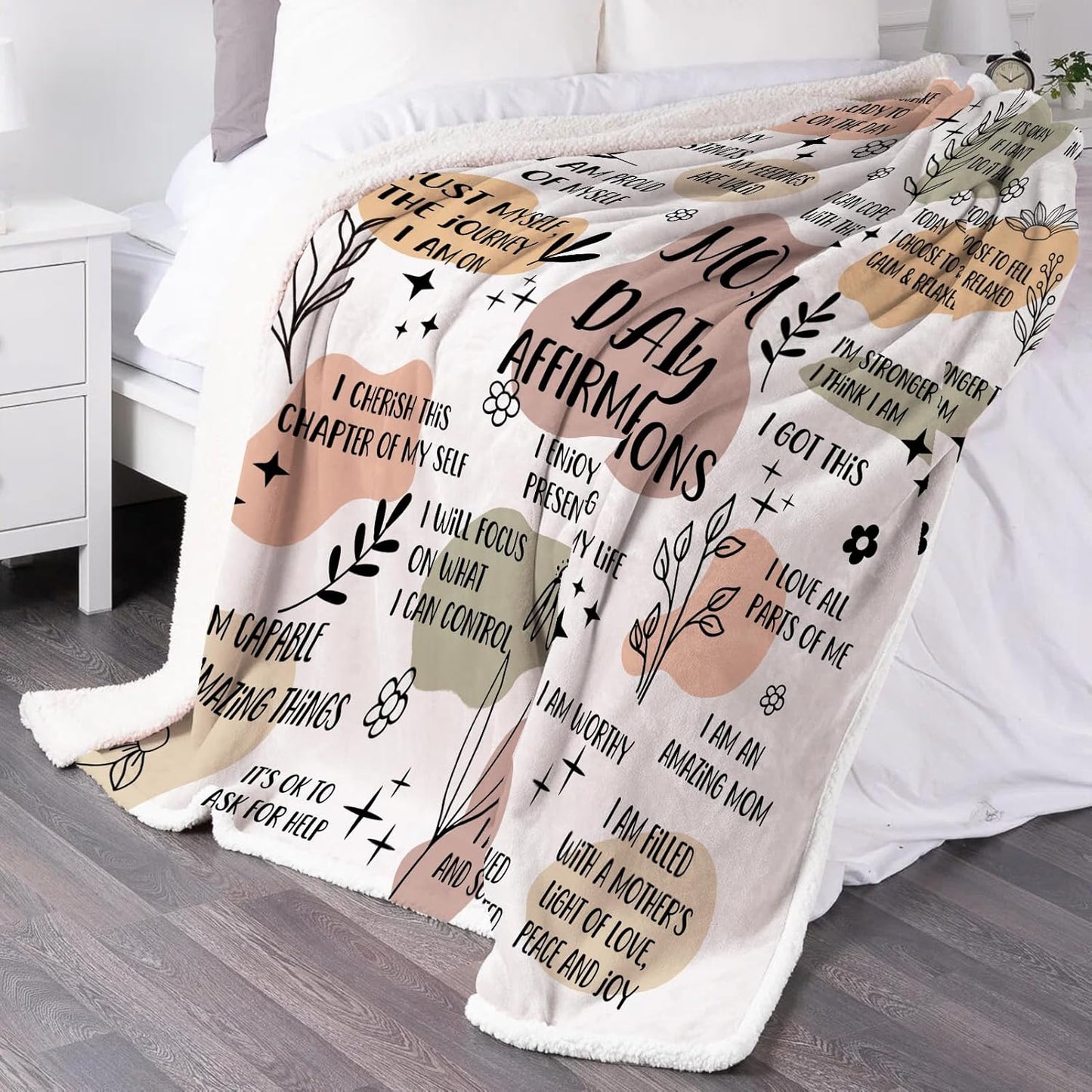 New Mom Blanket Gifts for Women 60”X50”, Daily Affirmations Mother Throw Blanket, New Mom Gifts for Mom, Wife, Sister, Friends Thanksgiving (New Mom Blanket)