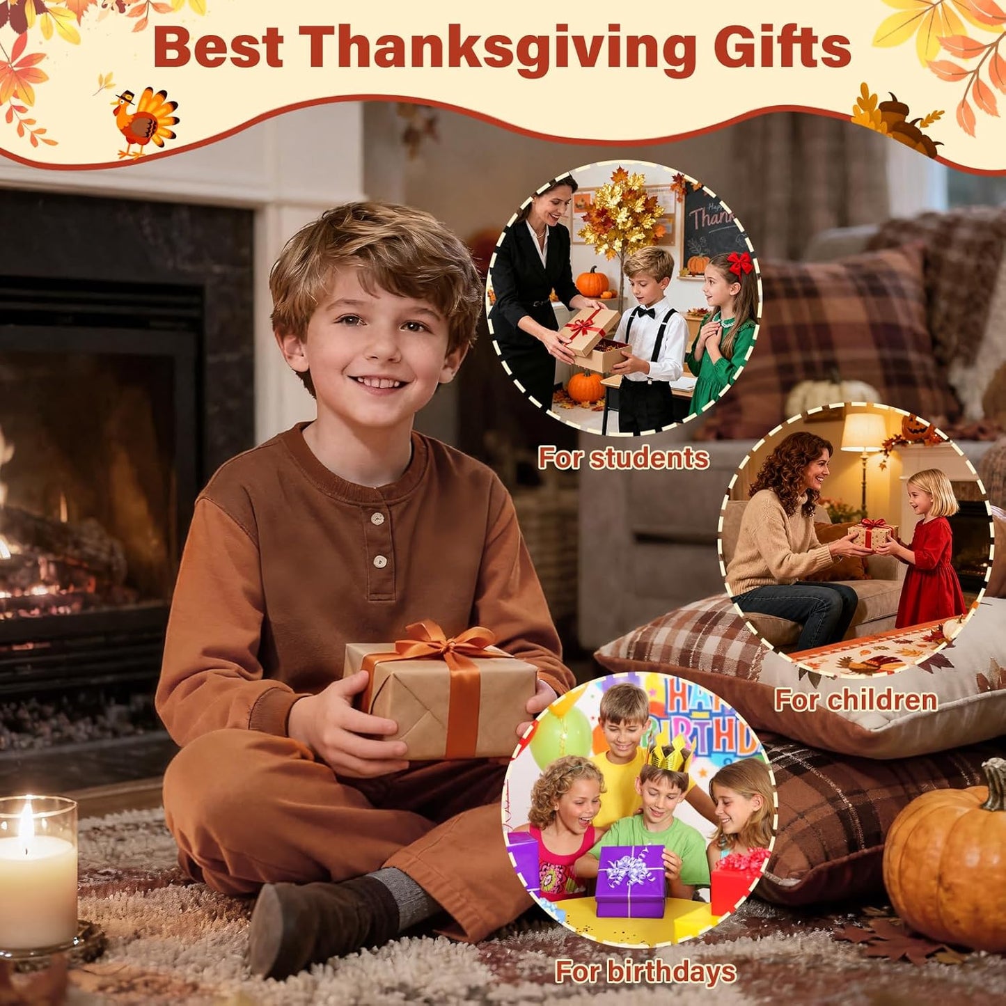48 Pcs Thanksgiving Day Gifts Cute Fun Ballpoint Pens with Bookmark Kawaii Maple Leaves Pumpkins and Turkeys Shape Funny Pens Bulk for School Office Home Student Kids Present (Thanksgiving)