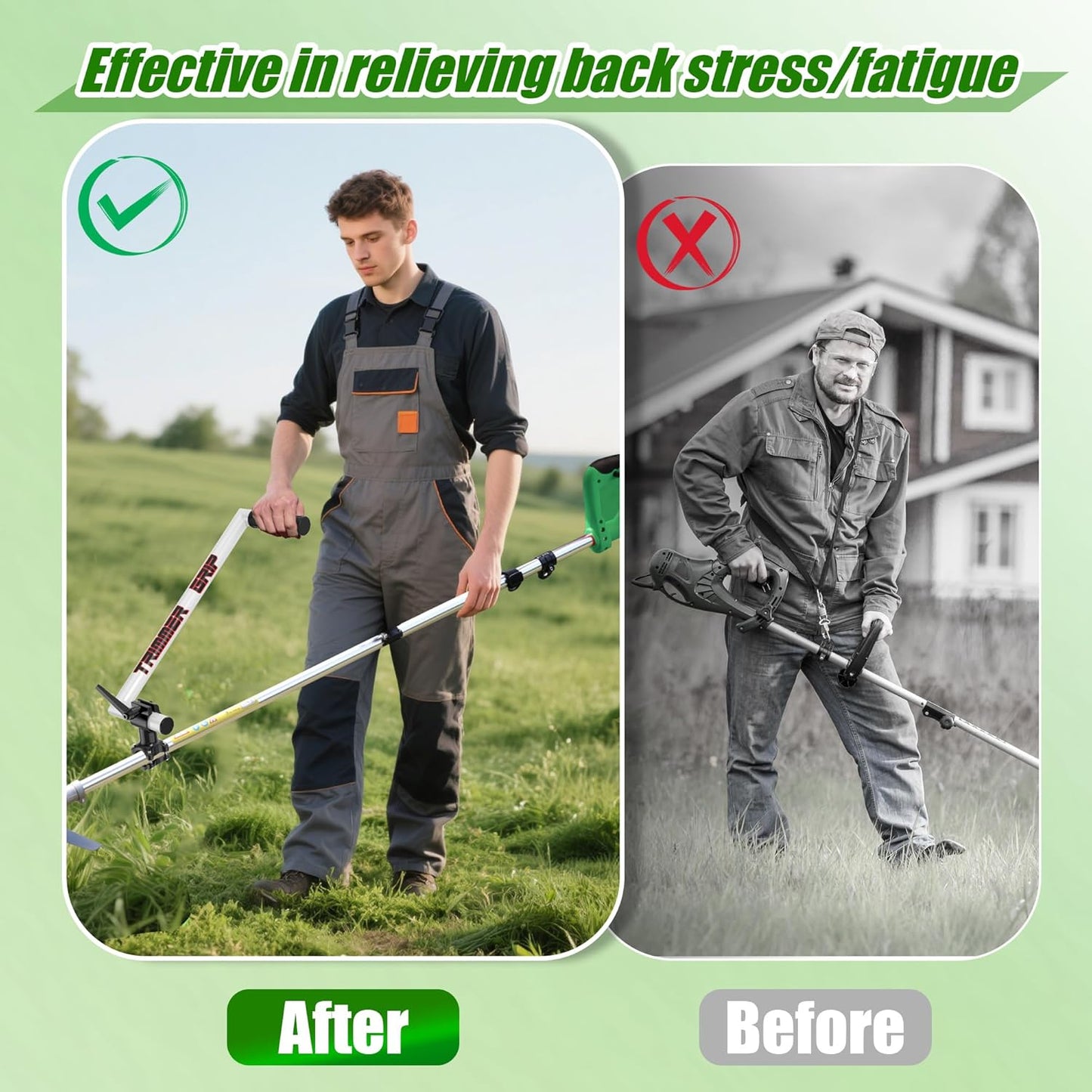 Upgraded Ergonomic Trimmer Grip, String Trimmer Handle, with Trimmer Shoulder Harness, Weed Eater Handle Extension for Trimming, Weedeater Handle Grip for String Trimmer, Lawn Care and Landscaping