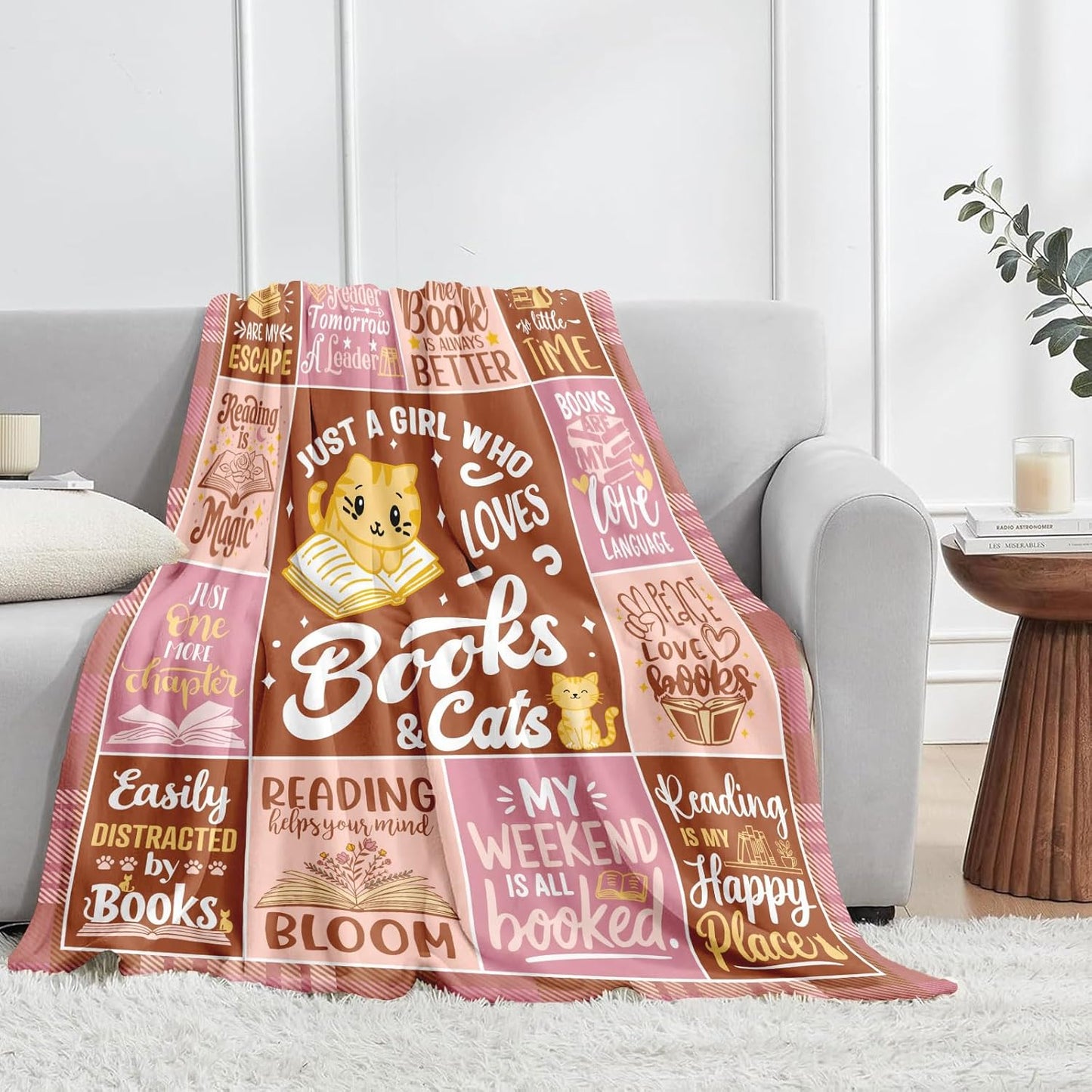 Valentines Day Book Lover Gifts, Bookish Gift for Women, Book Club Blanket for BookLovers Women, Reading Presents for Readers/Librarian/Bookworm/Books Nerd, Literary Throw Blanket 60"X50"