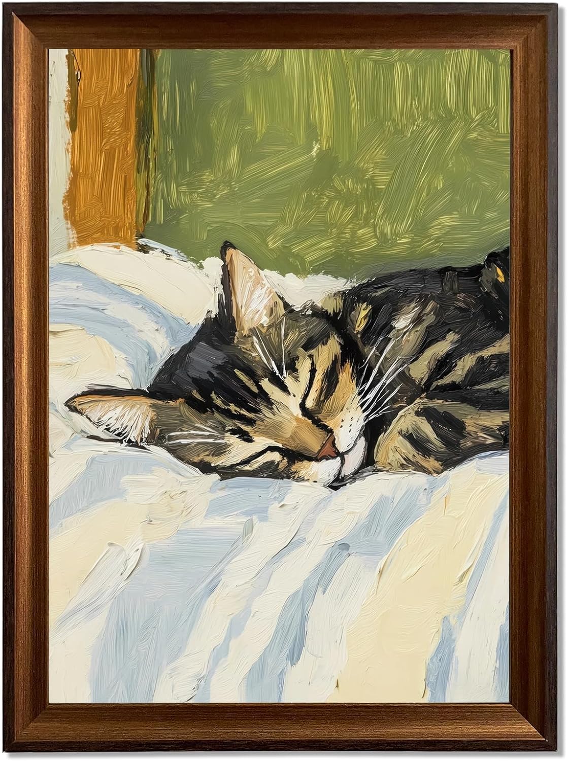 Sleeping Tabby Cat Canvas Wall Art Cute Funny Cat Wall Decor Pictures Contemporary Animal Aesthetic Poster Prints for Bedroom Living Room Bathroom Home Decoration 8X12in Ready to Hang