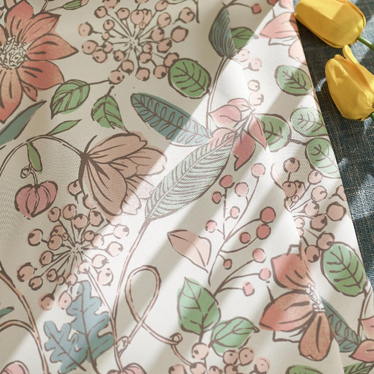 jinchan Nursery Curtains 95% Blackout Pink Floral Curtains for Girls Room, 84 Inch Length Farmhouse Drapes for Bedroom Living Room Darkening Window Treatment Grommet Top Set of 2 Panels