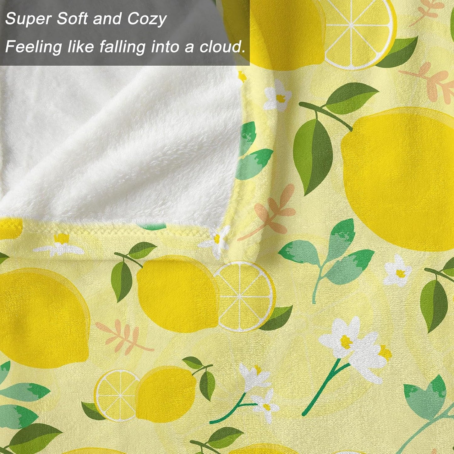 Ultra Soft Fleece Blanket- Lightweight & Warm Throw Blanket for Couch, Cozy Plush Sherpa Blanket for Adults Kids, Durable & Easy Care (Lemon, 50x60 in)