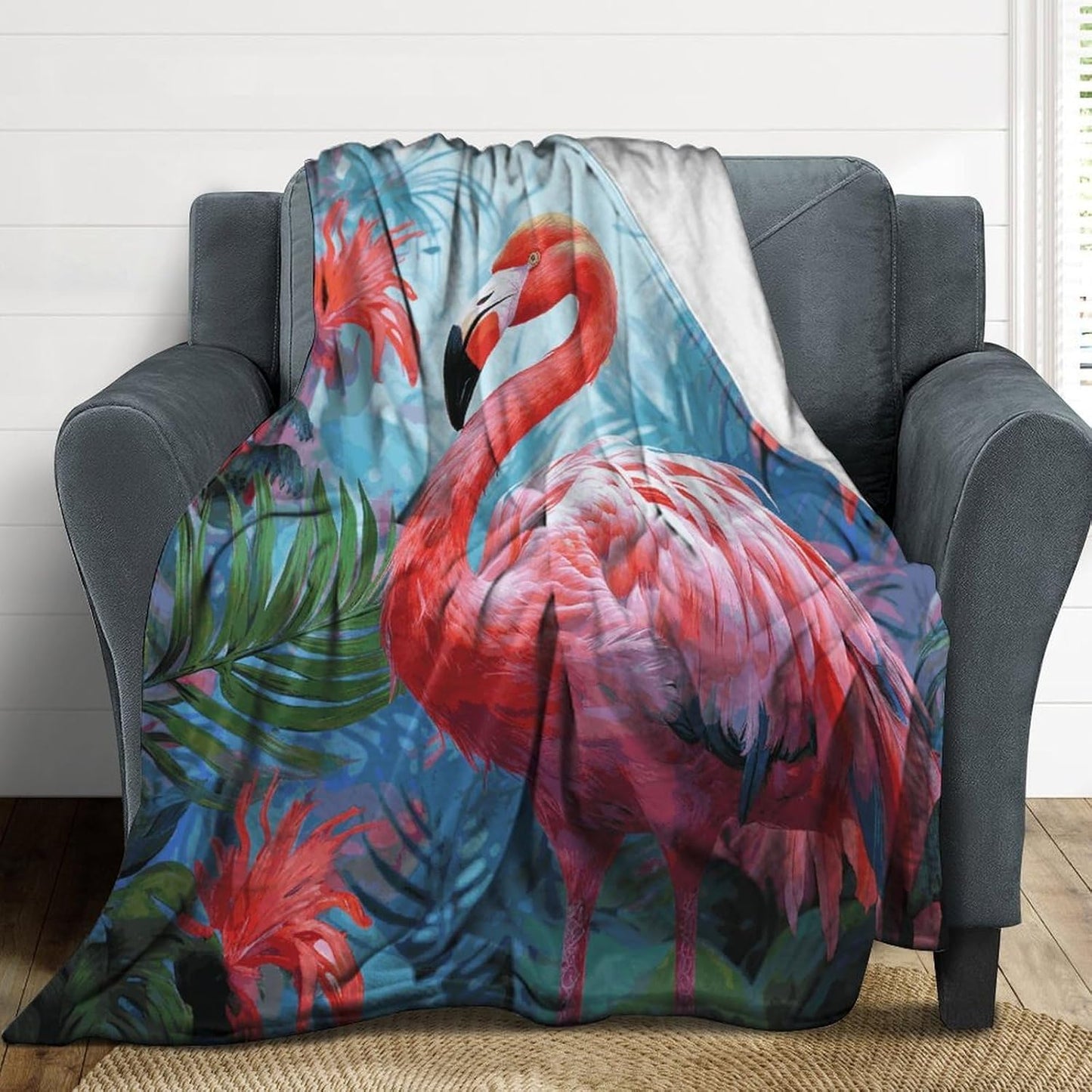 Painted Flamingo Blanket Super Soft Lightweight Throw Blanket Cute Cozy Warm Bed Blanket Decorative Fuzzy Blanket All-Season Home Decor Gift for Sofa Couch Living Room 30"*40"（76 * 100cm）