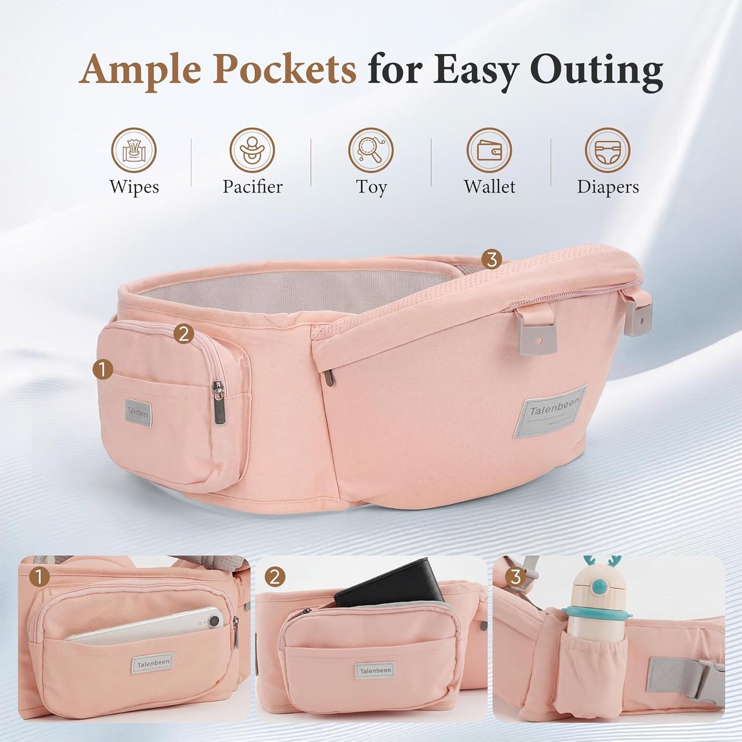 Baby Carrier Newborn to Toddler, 6-in-1 Baby Carrier with Hip Seat Lumbar Support 7-41 lbs, Baby Soft Carrier for All Seasons & Positions, Adjustable Size for Shopping Hiking Travelling