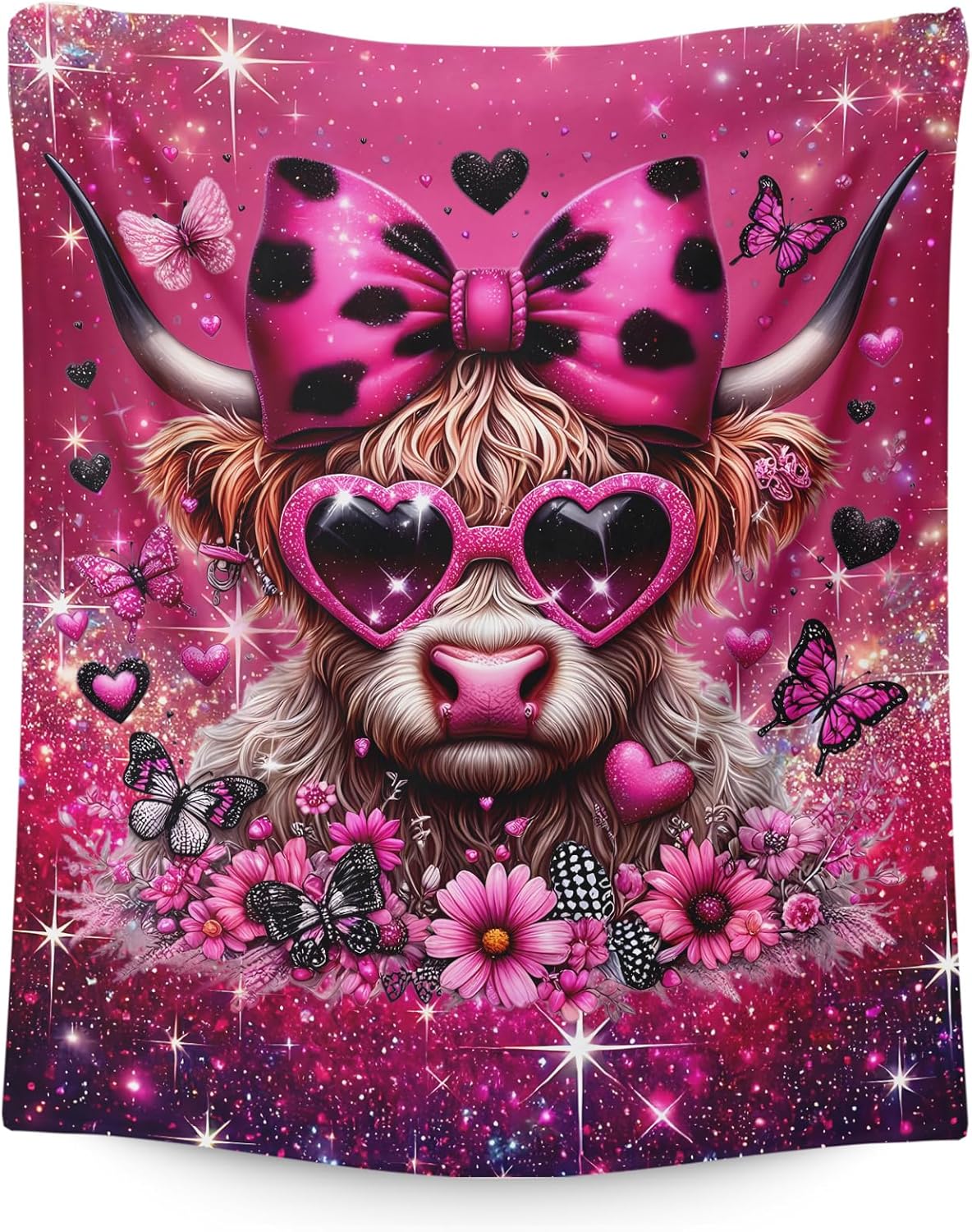 Kids Blanket for Girls Highland Cow Blankets Cow Theme Gift, Cute Cozy Soft 60 x 50 Inches Flannel Throws for Bed Travel Sofa Living Room Decor