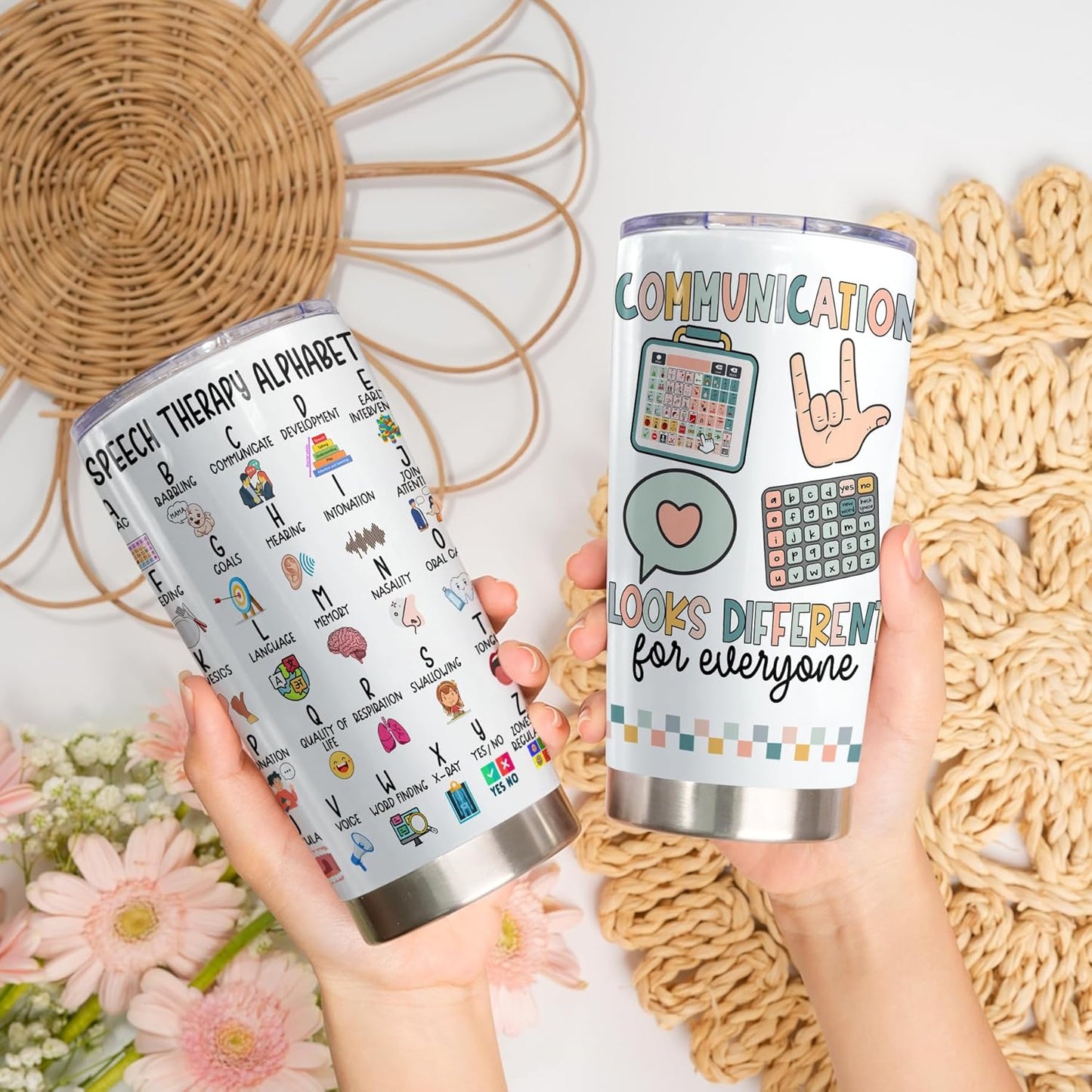 Speech Therapy Stainless Steel Tumblers - Speech Therapy Gift - SLP Gift for Speech Language Pathologists and Therapists - Speech Pathologist Gifts (Design 2)