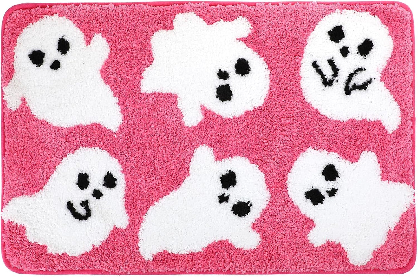 Halloween Bath Mat, Pink Ghost Bathroom Rugs Non-Slip, Soft Absorbent Washable Bath Rug for Shower Floor, Cute Rug for Bedroom Home Decor - Unique Gift