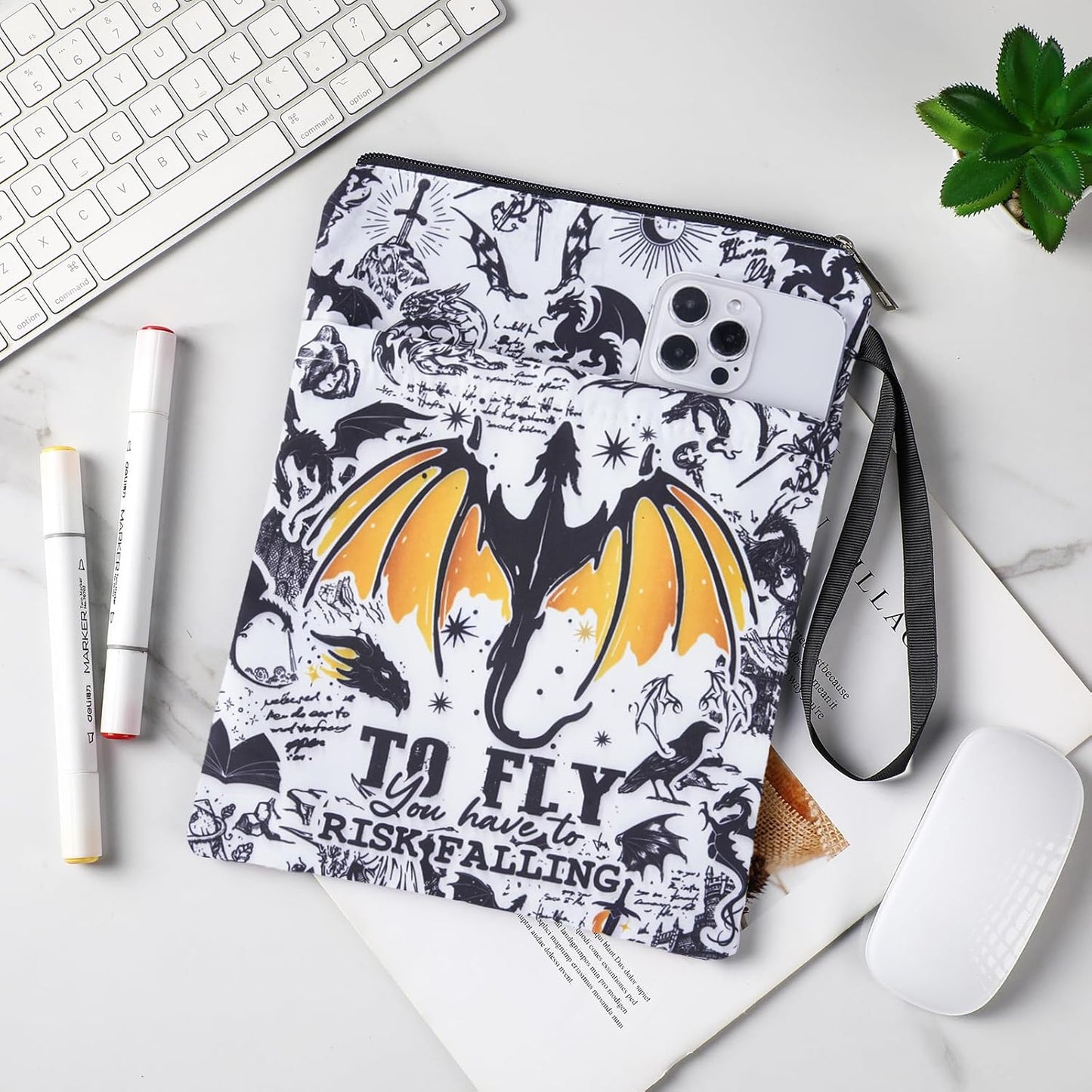 Fourth Wing Book Sleeve - Dragon Paperback Books Cover Protector Waterproof Pouch Bookish Gifts for Bookworms Reading Lovers Novel Merch Reader Accessories Christmas Gift for Women Teacher