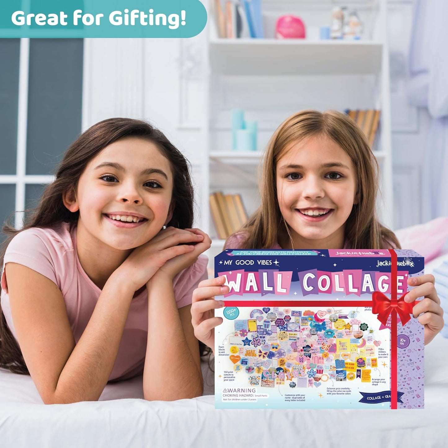 jackinthebox DIY Wall Collage Kit with Glitter Crafts, 1350 PCS, Aesthetic Wall Decor for Teen & Tween Girls, Great for 11 12 13 14 15 Year Old Girls...