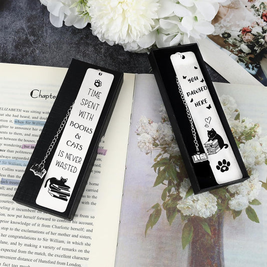 Cat Gifts for Women Men Funny Bookmarks Bulk Cat Book Marks for Book Lovers Cat Lover Cute Metal Book Mark Set Birthday Gifts for Reader Coworker Friends Adults Cat Owner Lover Reading Accessories