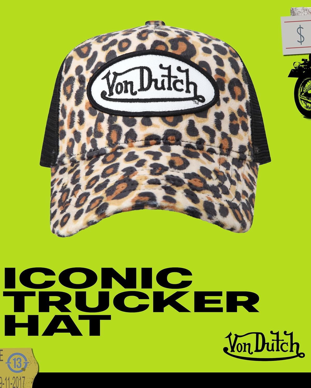 Von Dutch Unisex Trucker Hat - Velvet Curved Bill Mesh Back Retro Classic Adjustable Snapback Baseball Cap for Men and Women