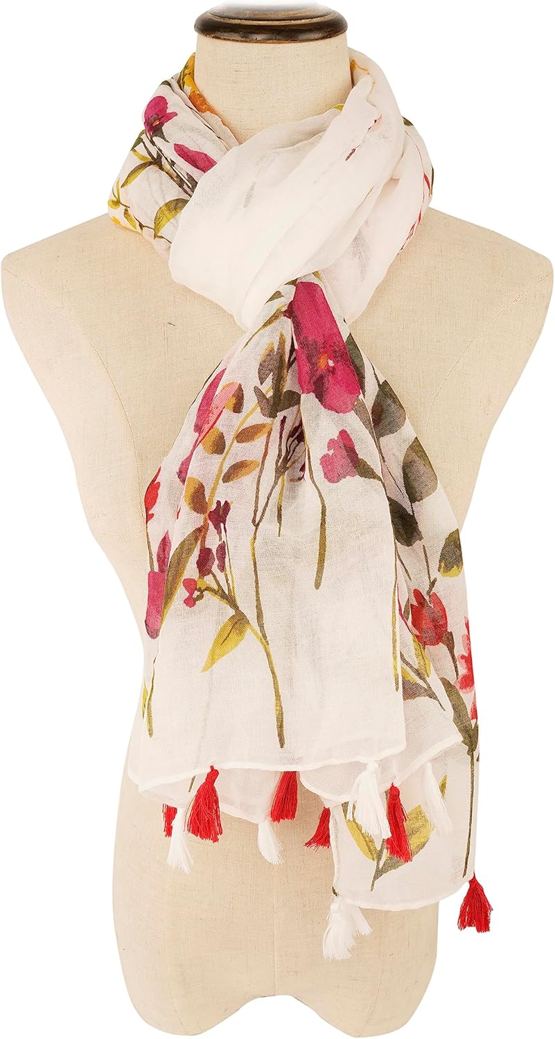 YOUR SMILE Large Boho Scarf for Women Lightweight Floral Printed Scarves Fall Winter Fashion Fringed Shawl wraps