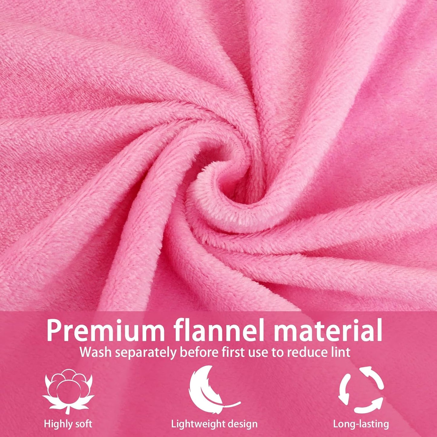 16 Pcs Flannel Blankets 40 x 60 Inch Warm Throw Blanket Soft Flannel Blanket for Girls Sleepover Party Teenager Bed Travel SPA Movie Party (Pink)