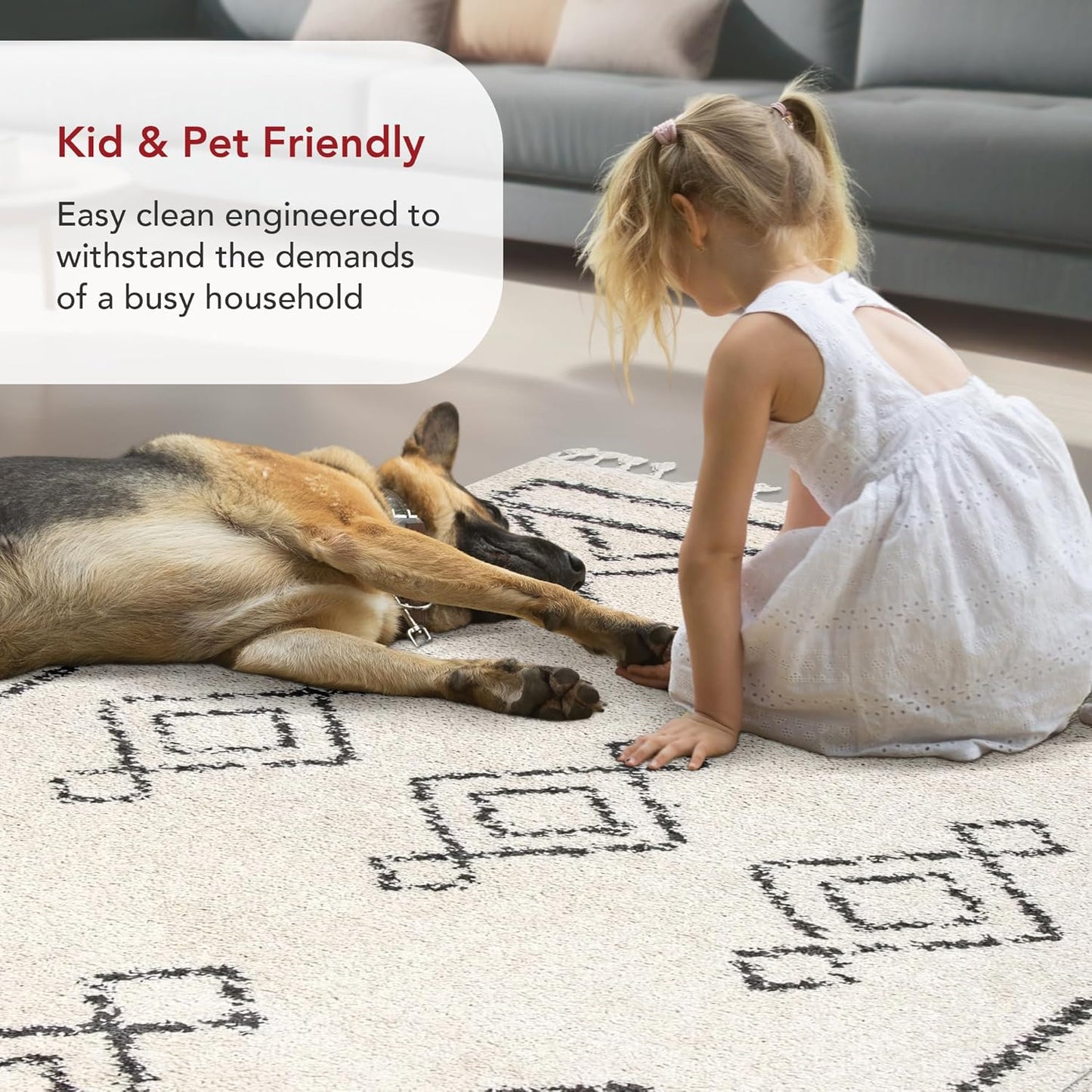 Nuloom Mackie Off-White/Charcoal, 7'10" x 10', Moroccan, Shag, Tassel, Soft and Cozy, High Traffic, Stain Resistant, Easy Clean, Durable Area Rug for Bedroom, Living Room, Dining, Den, Foyer, Entryway