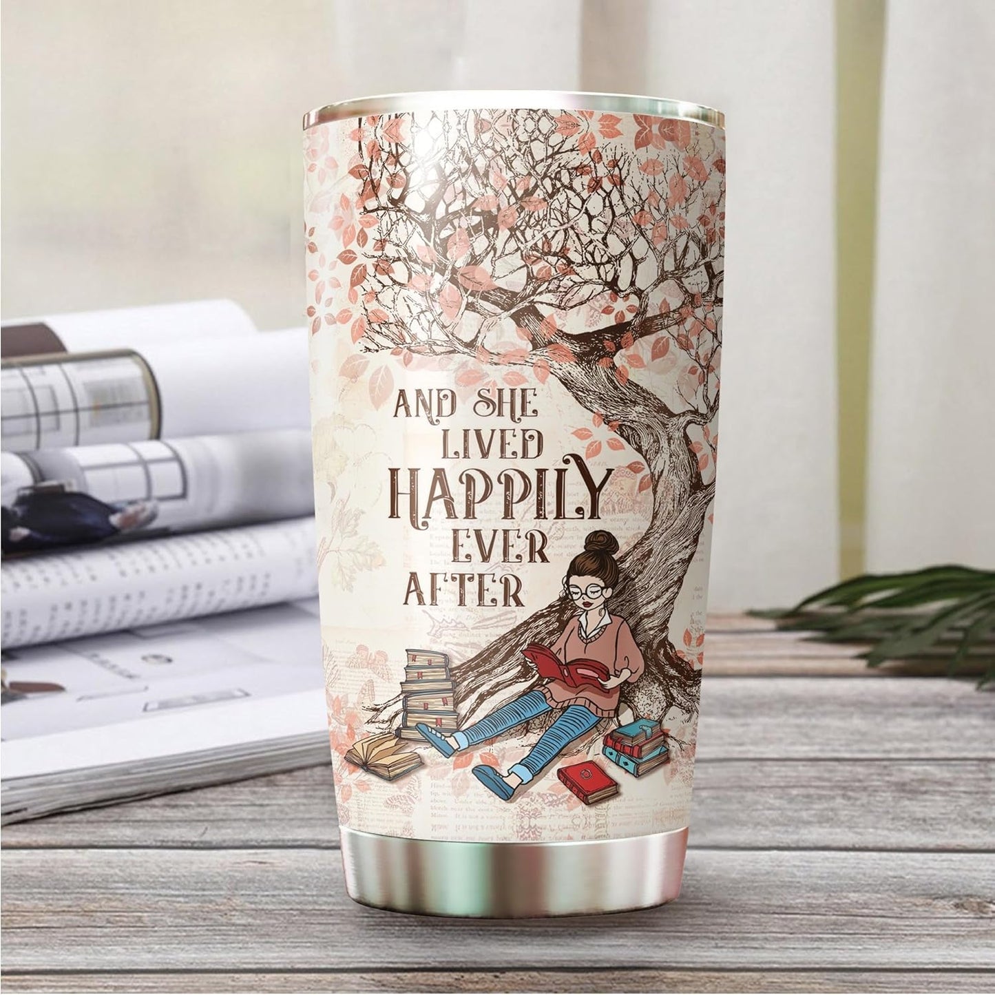 Book Lover Tumbler - Stainless Steel, 20 oz - Gifts for Women, Bookworms, Librarians