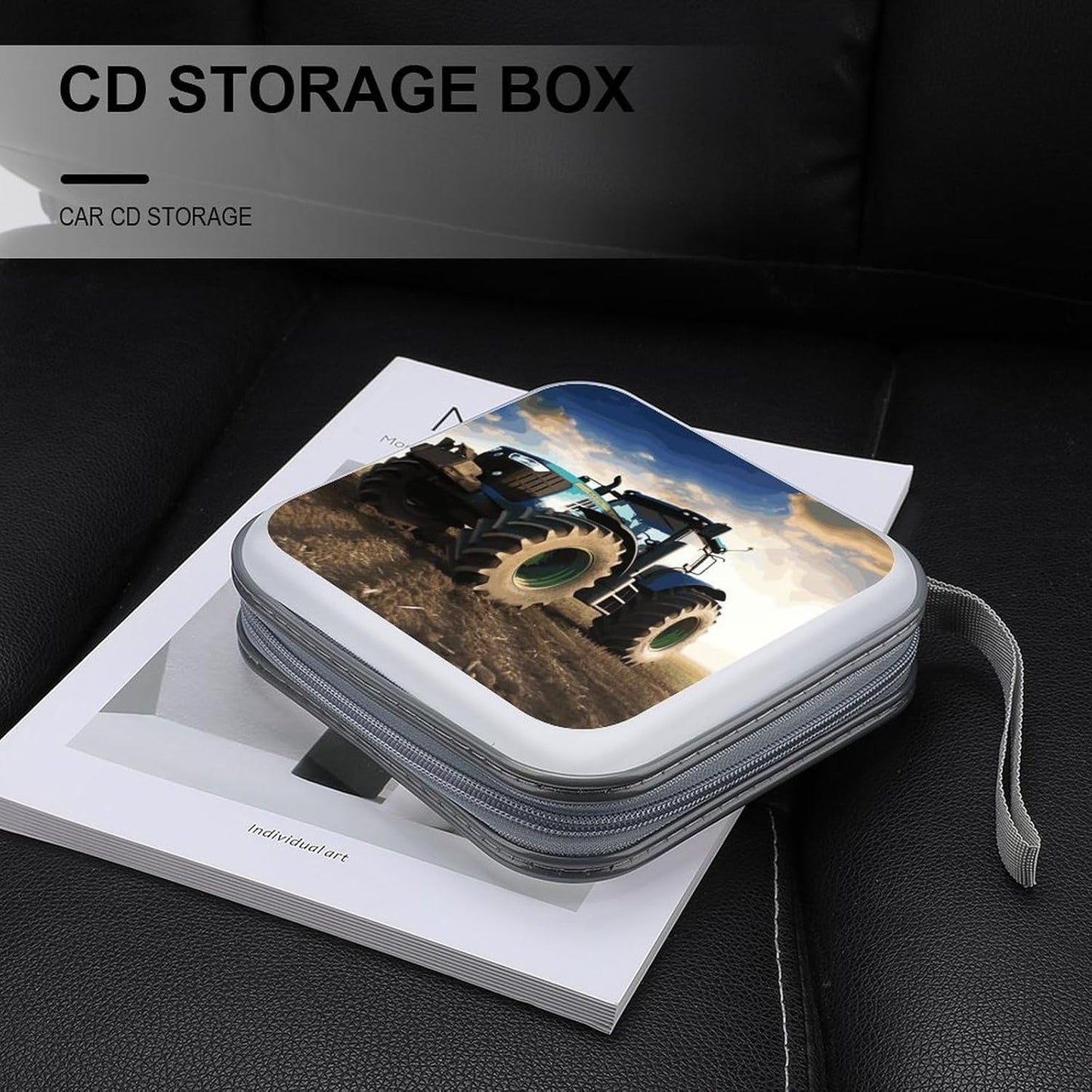 Farm Tractor CD Case 40 Capacity Case Zipper CD Collection Bag with Handles Cover DVD Storage Hard Plastic DVD Disc Cases Storage Binder for Car Home Office Travel