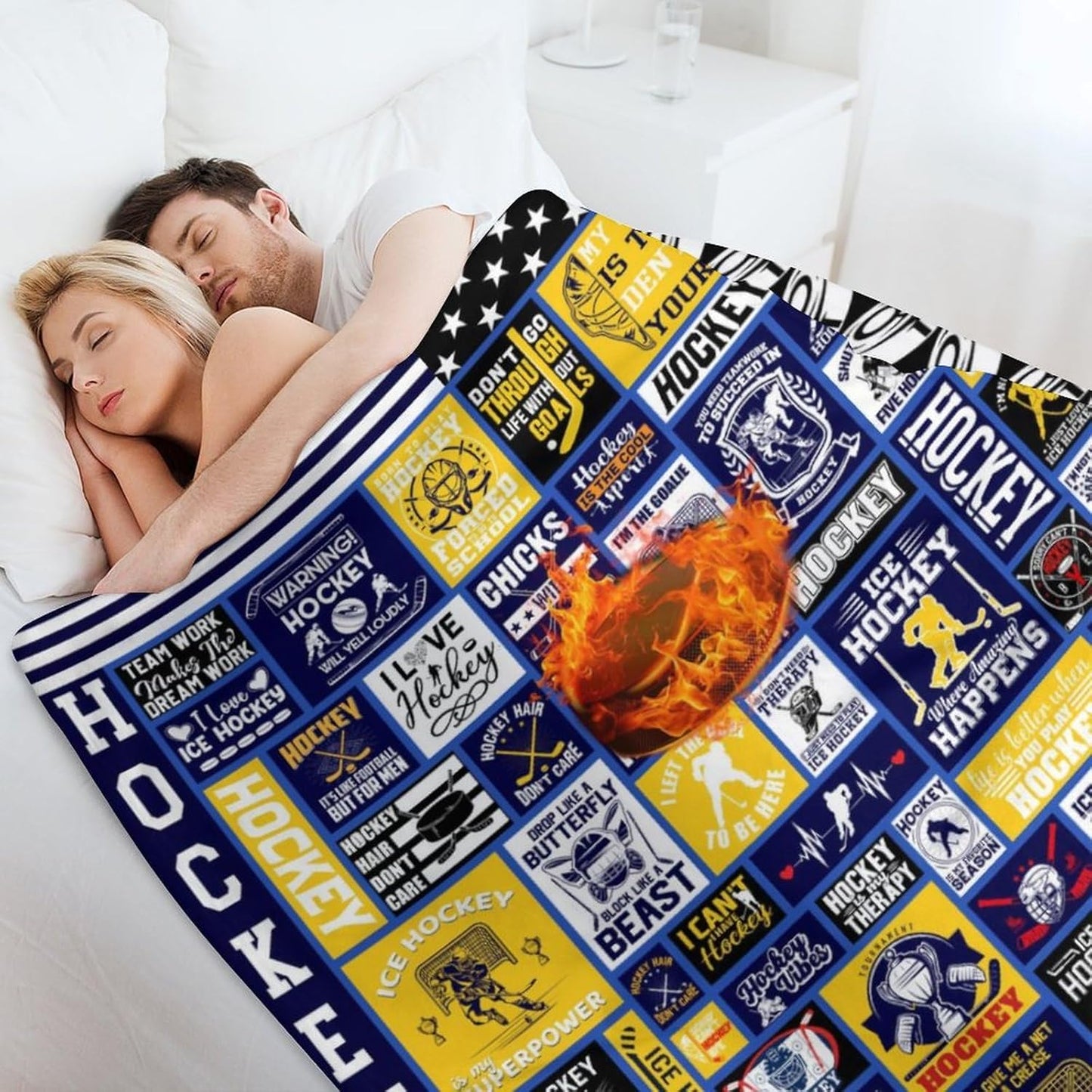 Soft Flannel Sports Blanket for Girls & Boys - Warm Hockey Throw Blanket for All Seasons - 50"x40"