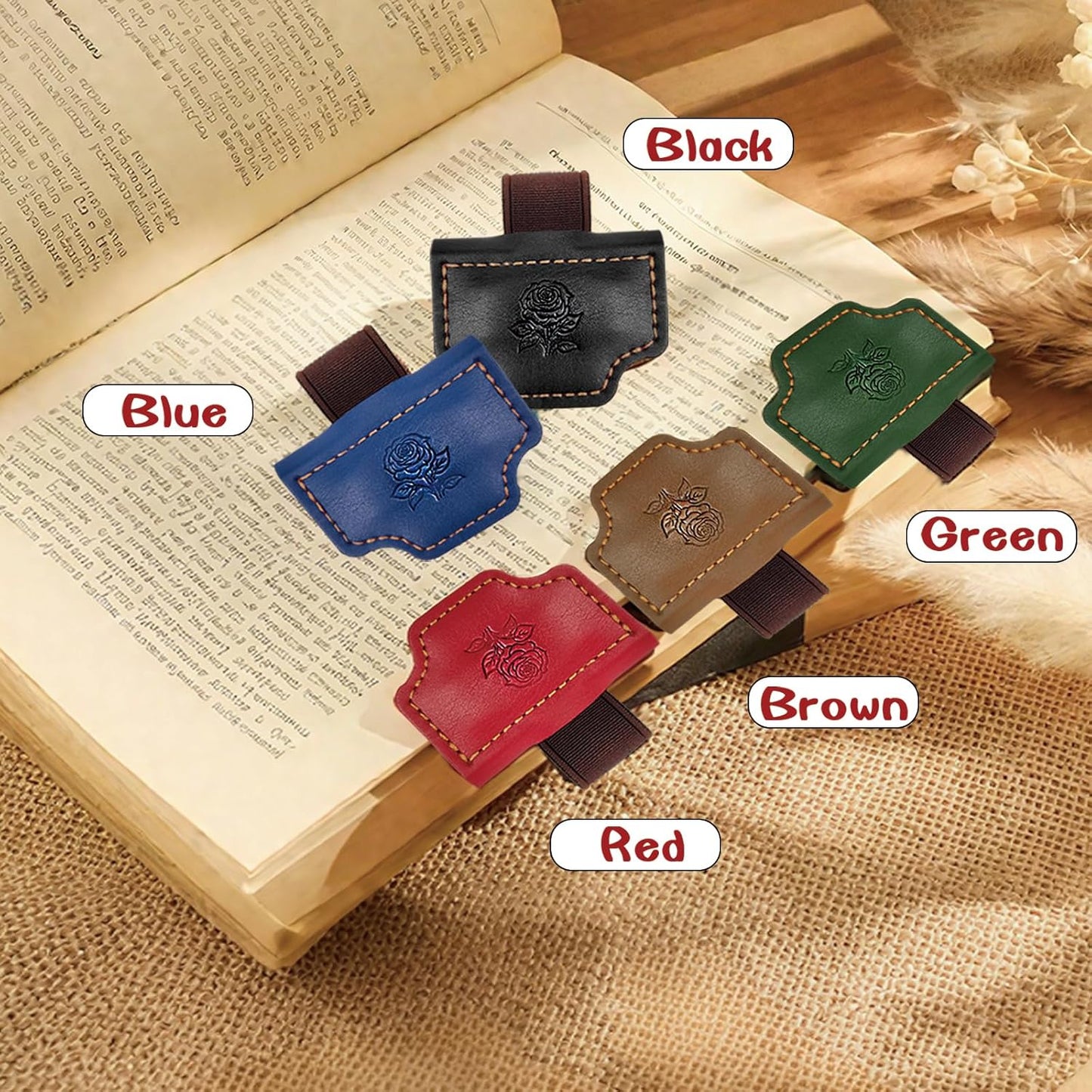 2pcs Bygone Marks Bookmarks With Pen Holder, Personalized Magnetic Leather Book Mark Carved with Roses For Reading, Fancy Gift of Reading Accessories Page Holder Marker For Book Lovers Teacher Student