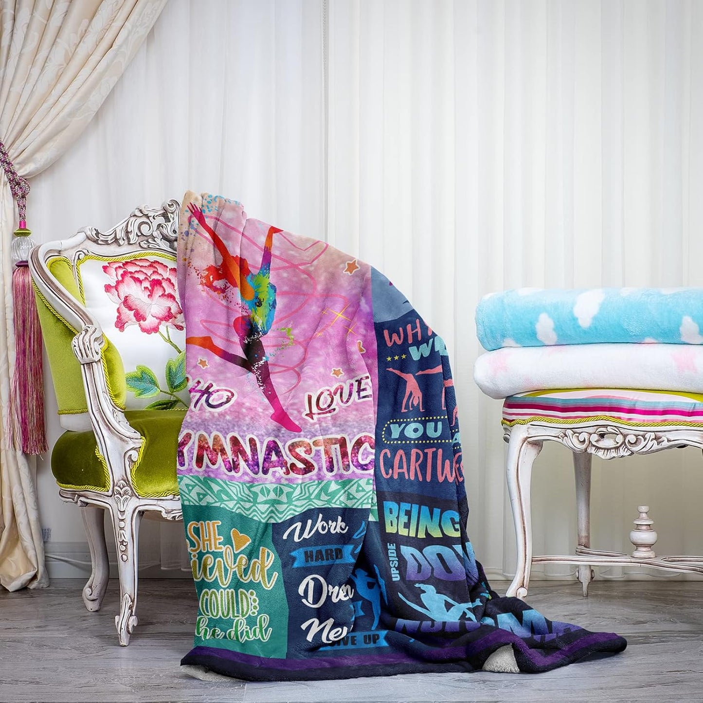 Gymnastics Gifts for Girls, Girls Gymnastics Stuff Blanket Gifts, Gymnastics Christmas Birthday Gifts Throw Blanket 60" x 50"