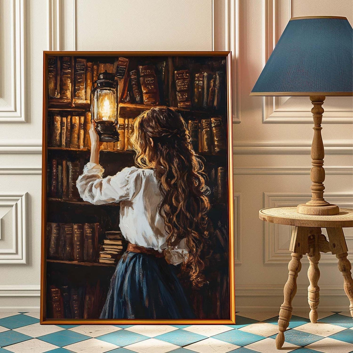 Dark Aesthetics Vintage Read Book Library Wall Art Print Vintage Bookish Posters for Classroom Library Picture Bookish Canvas Painting Girl Reading Book Wall Art Reading Room Poster 16x24in No Frame