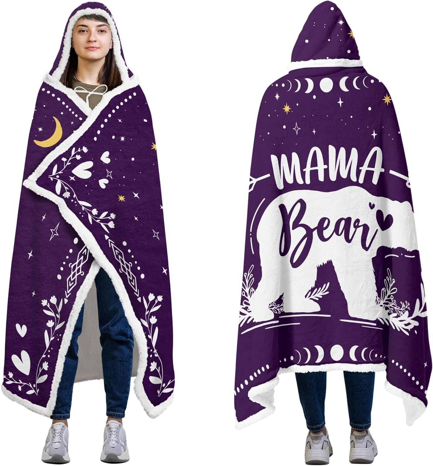 GEEMBI Birthday Gifts for Mom from Daughter and Son - Purple Mama Wearable Blanket Hoodie 47x72 in - Mothers Day and Birthday Gifts for Women, Mama Gift for Women, Gift for Mother in Law
