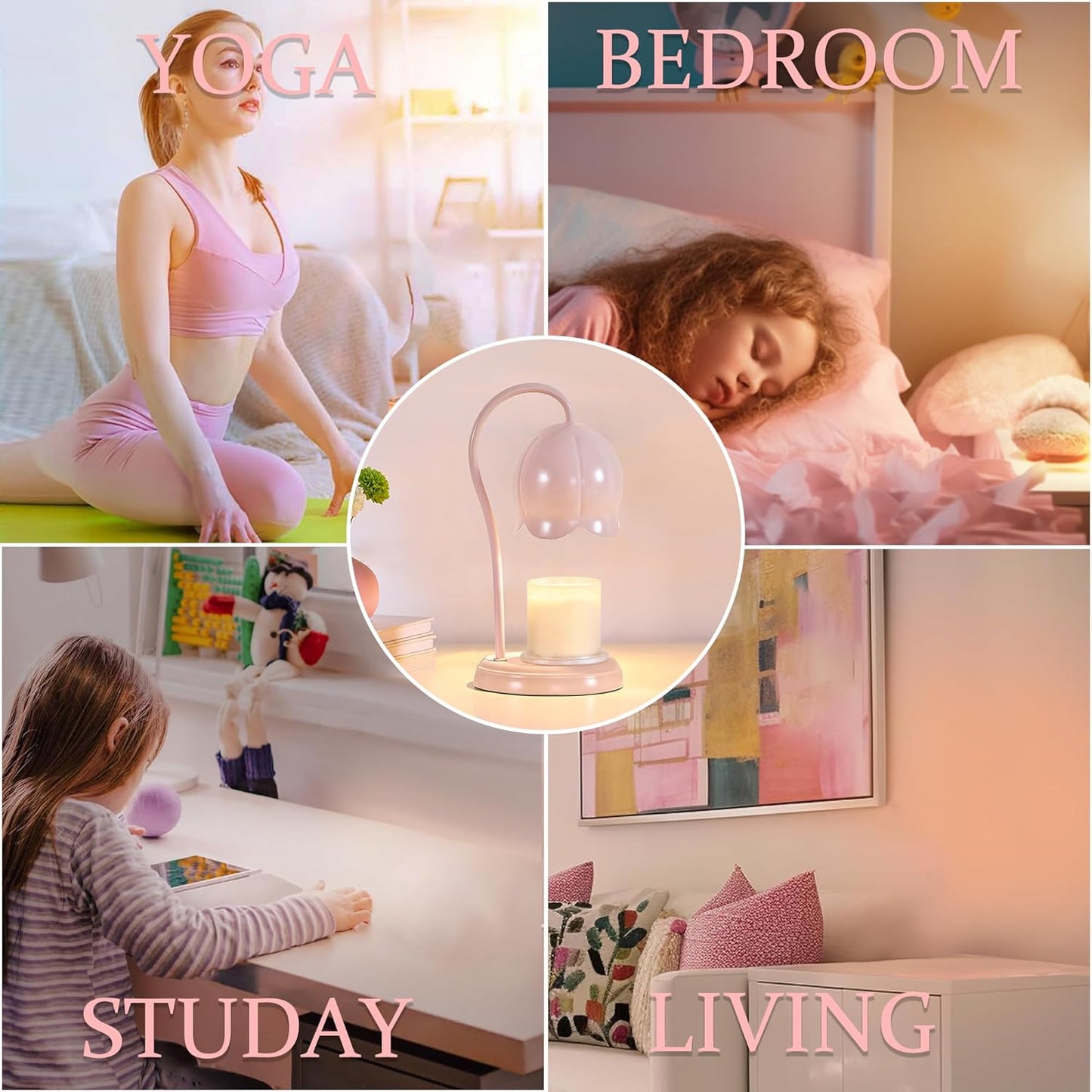 Candle Warmer Lamp Pink, Dimmable Scented Wax Melt Warmer with Timer, Lamp Candle Warmer for Womens Gifts, Housewarming Gifts for Home Bedroom Decor, Xmas Birthday Gifts for Mom
