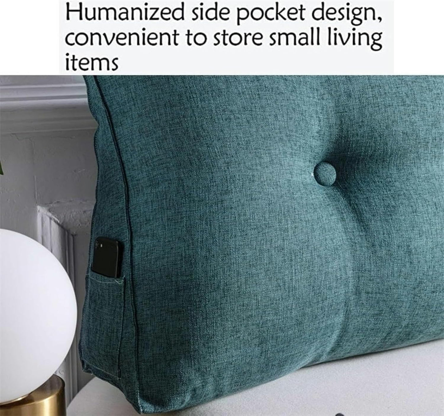 Triangular Headboard Pillow for Rest Reading, Triangular Wedge Lumbar Pillow Backrest Support Cushion Bed/Sofa Large Reading Pillow for Sitting Up in Bed Rest with Removable Cover, Beige Grey