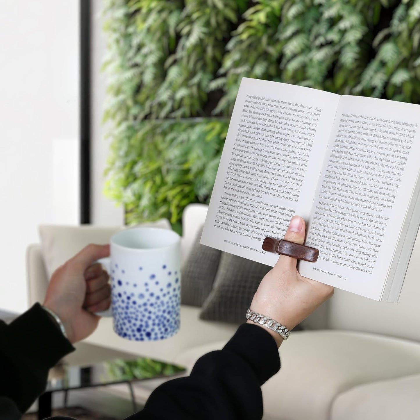 Walnut Book Page Holder - Smooth Finish Wood Reading Accessory, Ideal Reader Gift for Women, Thumb Page Holder (Small), Brown