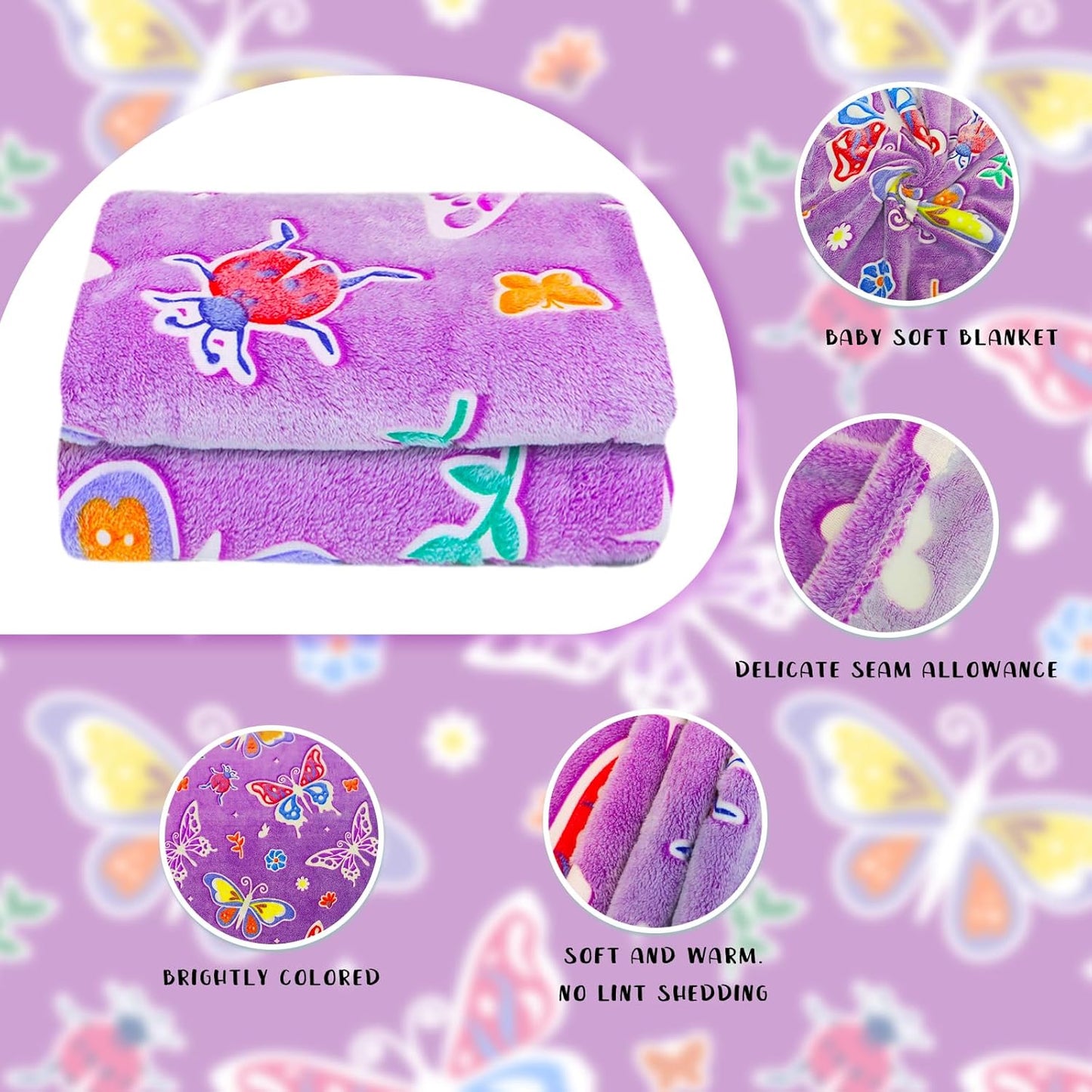 Butterfly Gifts Glow in the Dark Blanket for Girls, Soft Flannel Throw Easter Blanket for Kids Toddlers, Girls Birthday Gifts for Granddaughter, Butterfly Decor, 40"x50"