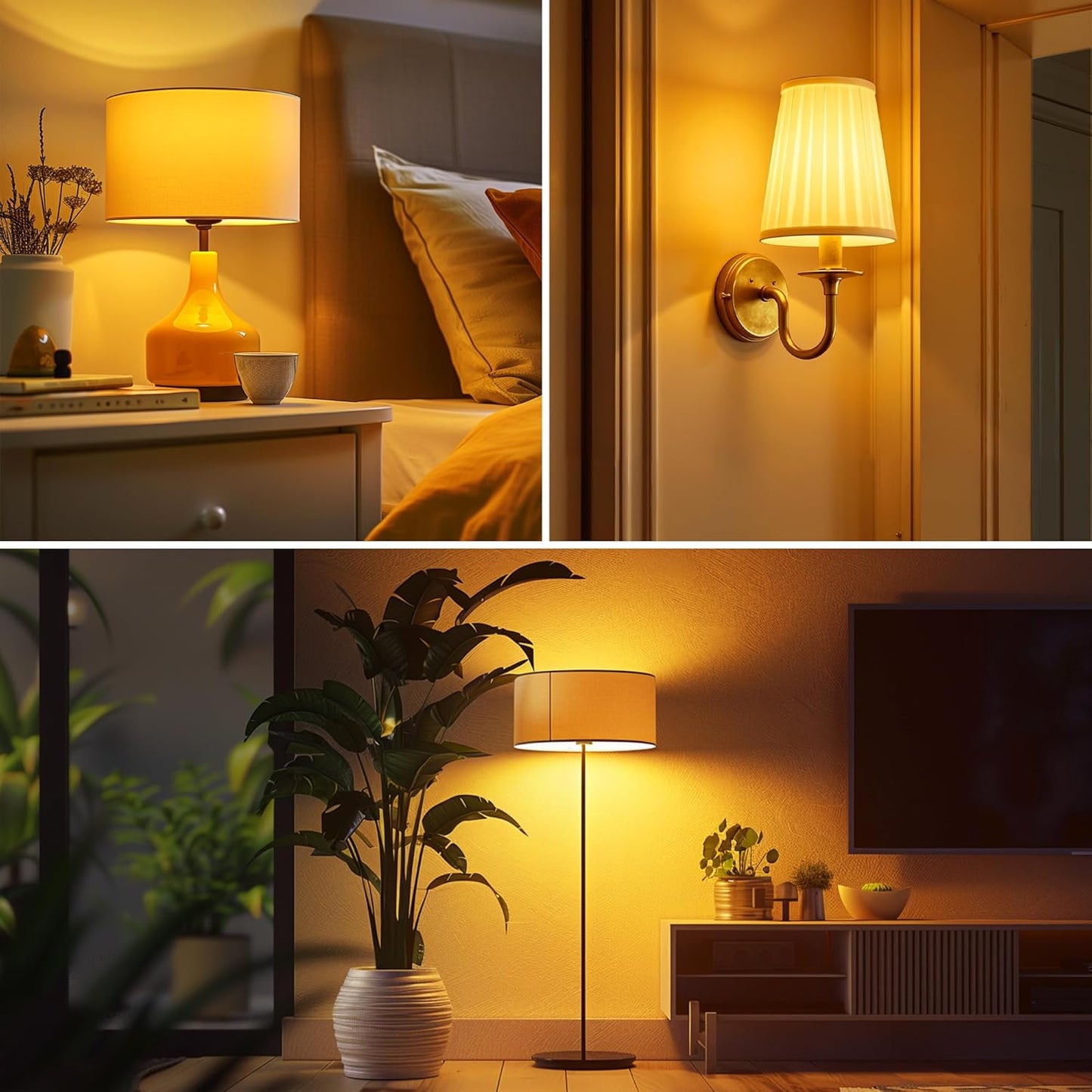 Briignite Amber Light Bulb - Dimmable Soft Warm Light Bulbs 9W A19 E26 Base Night Light Bulb, No Blue Lights, Ideal for Sleep, Bedroom, Nursery, Lamp, 2 Pack