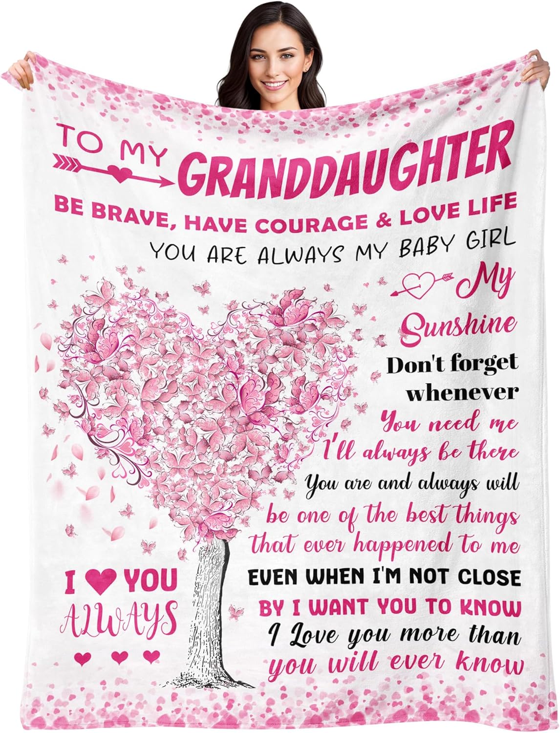 Easter Gifts for Kids - Granddaughter Gifts from Grandma Grandpa - Mothers Day Birthday & Graduation Gift for Granddaughter - Easter Basket Stuffers - to My Granddaughter's Blanket 60"x80"
