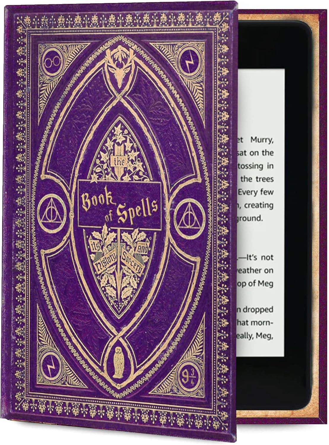 KleverCase Universal Book Cover for eReader Devices with 6 to 6.8 Inch Screen. Works with kobo, Nook, Kindle, Kindle Paperwhite, Sony, storytel and More. (Book of Spells)