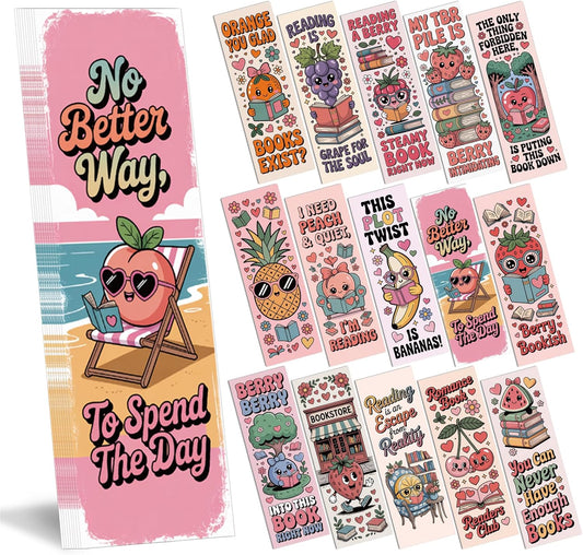 Funny Bookish Bookmarks for Kids, 150 Pcs Fun Fruits Bulk Paper Bookmark Reading Accessories for Women, Cute Watermelon Pineapple Strawberry Bulk Book Marks Gift for Kid Students Book Lovers