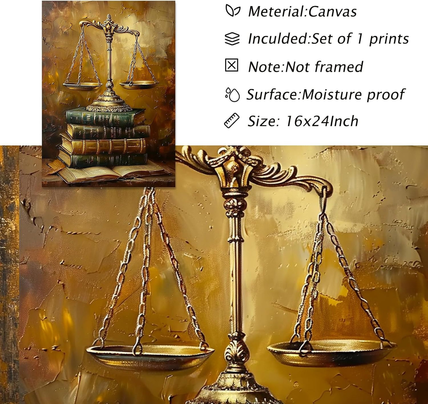 PWTXKAH Vintage Books Canvas Wall Art Victorian Canvas Poster Antique Art Still Life Pictures Print Reading Artwork Books Dark Academia Retro Aesthetic Posters for Room 16x24inch Unframed