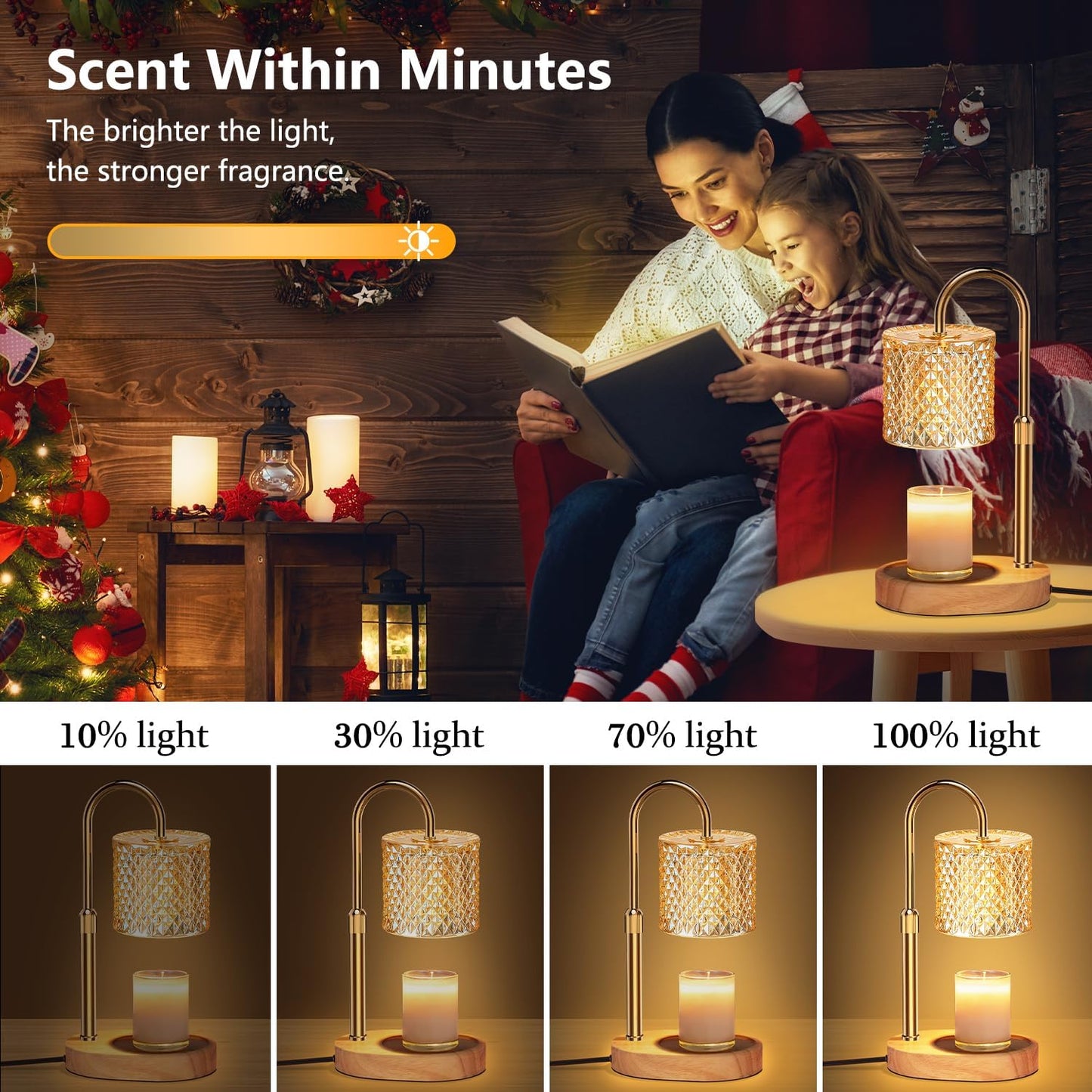 Electric Candle Lamp Warmer with Timer Dimmer Adjustable Height,Gifts for Women and Men,Vintage Home Decor