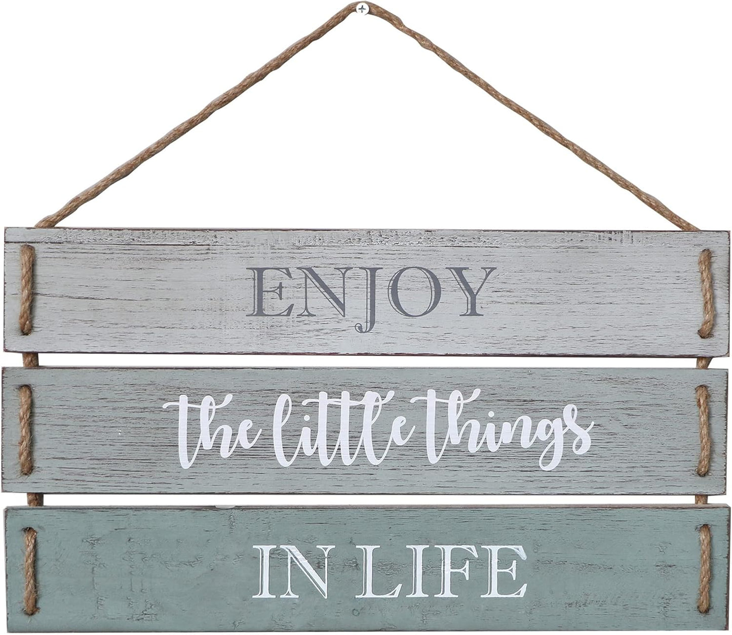 Barnyard Designs Enjoy The Little Things In Life Quote Wall Decor, Decorative Wood Plank Hanging Sign 17” x 10.25”