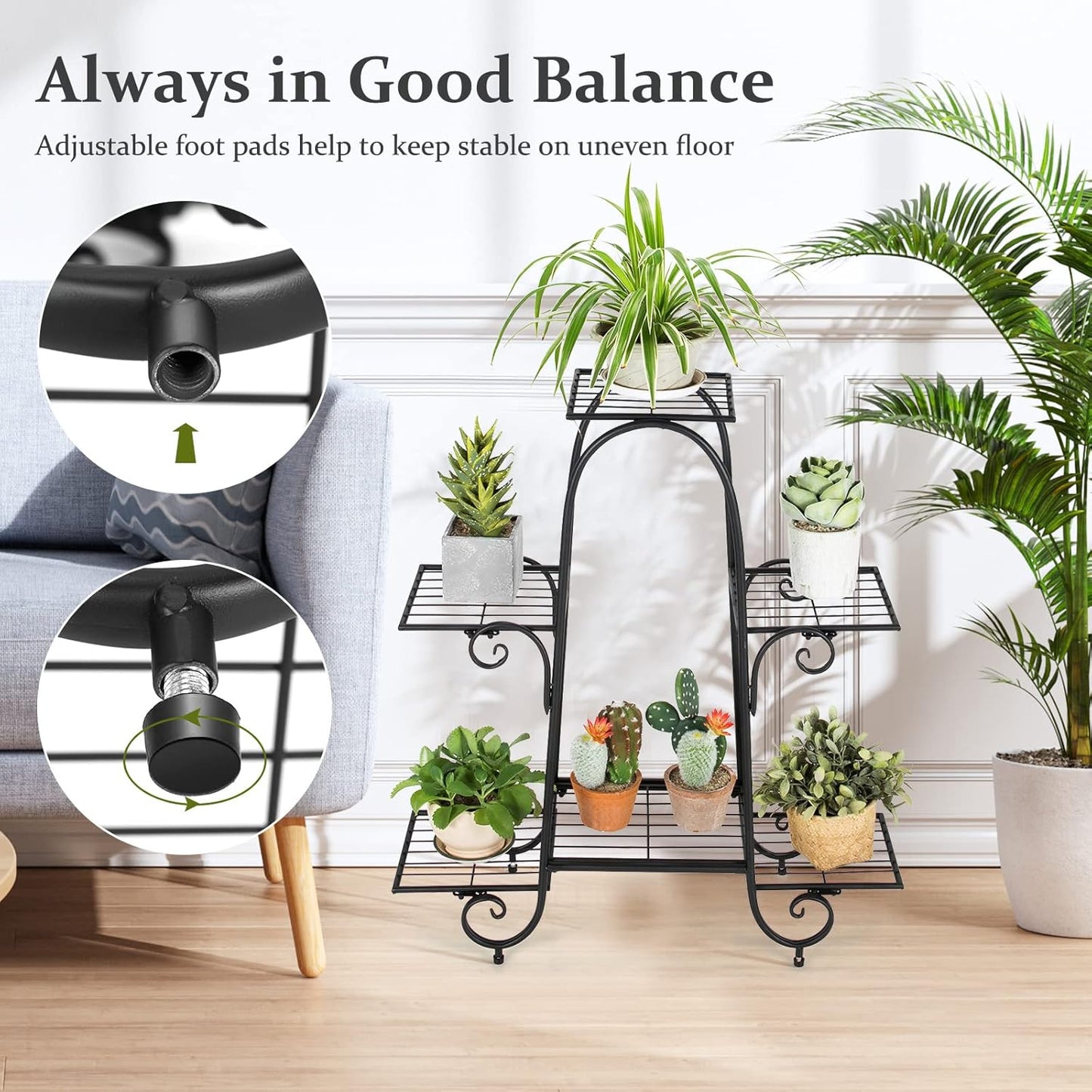 Giantex 6 Tiers Metal Plant Stand Flower Pots Holder, Plant Display Rack for Patio Garden Balcony Home, Indoor Outdoor Storage Shelf Decorative Planter Vertical Flowerpot Holder