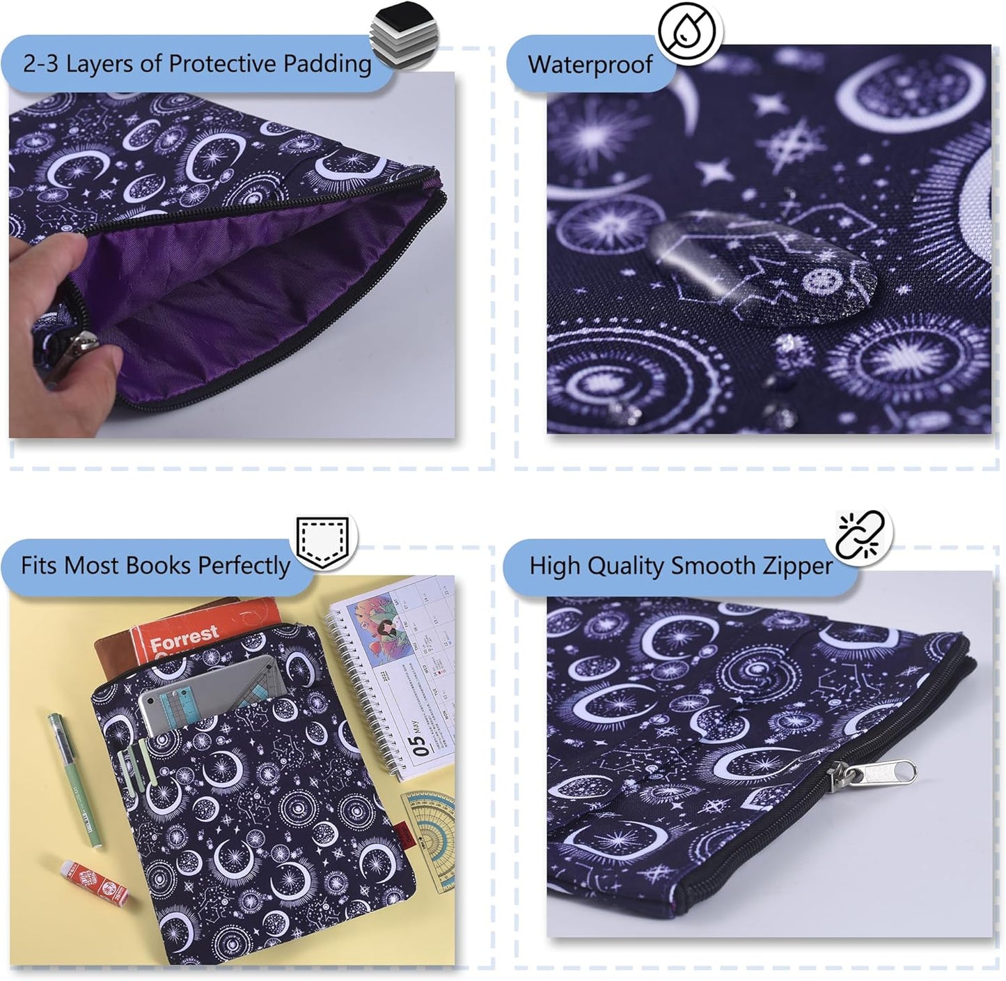Book Sleeve for Book Lovers, Bookish Book Protector, Book Covers for Paperbacks, Washable Fabric, Book Sleeves with Zipper, Medium 11 Inch X 8.7 Inch