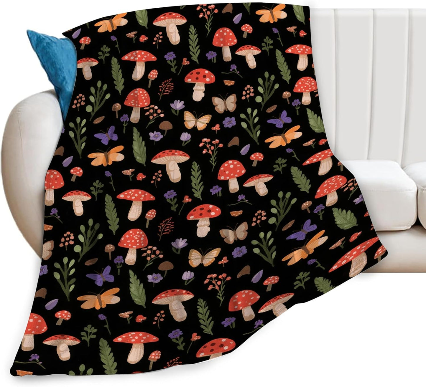 Red Mushroom Throw Blanket - Soft Plush Fleece Bedding Blankets- Cozy Mushroom Stuff Gifts for Women Girls Kids Adults 40"X50"