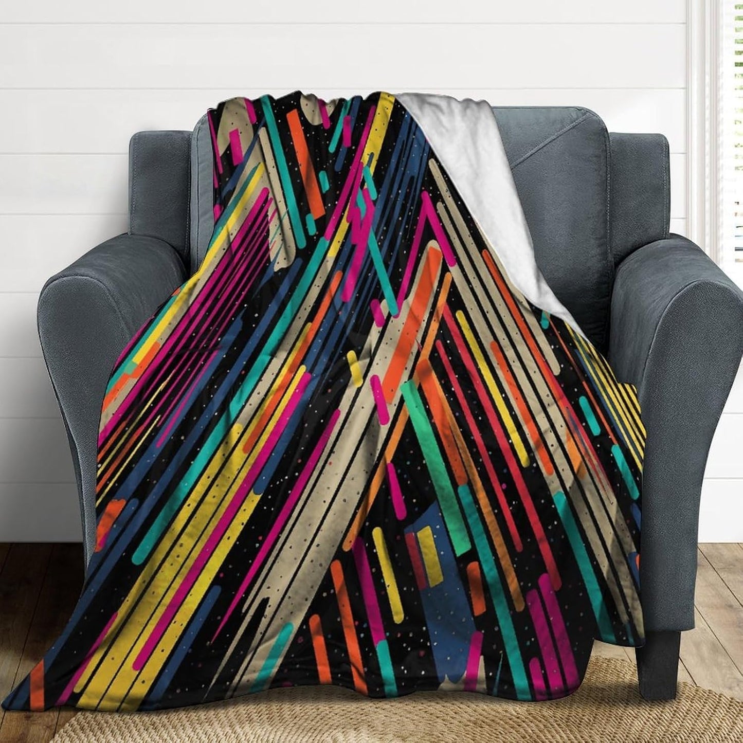 Striped Abstract Colorful Blanket Super Soft Lightweight Throw Blanket Cute Cozy Warm Bed Blanket Decorative Fuzzy Blanket All-Season Home Decor Gift for Sofa Couch Living Room 60"*80"（150 * 200cm）