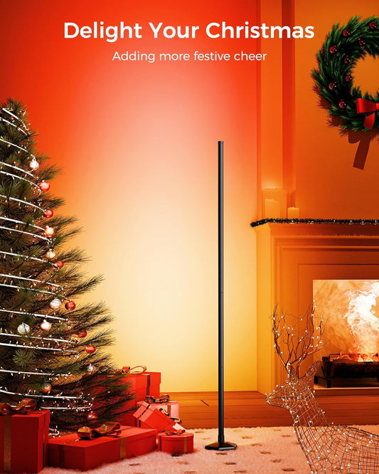 Smart RGB LED Corner Floor Lamp with App and Remote Control, 65" Color Changing Standing Lamp with Music Sync and 16 Million DIY Colors, Modern Floor Lamps for Bedroom Living Room Gaming Rooms