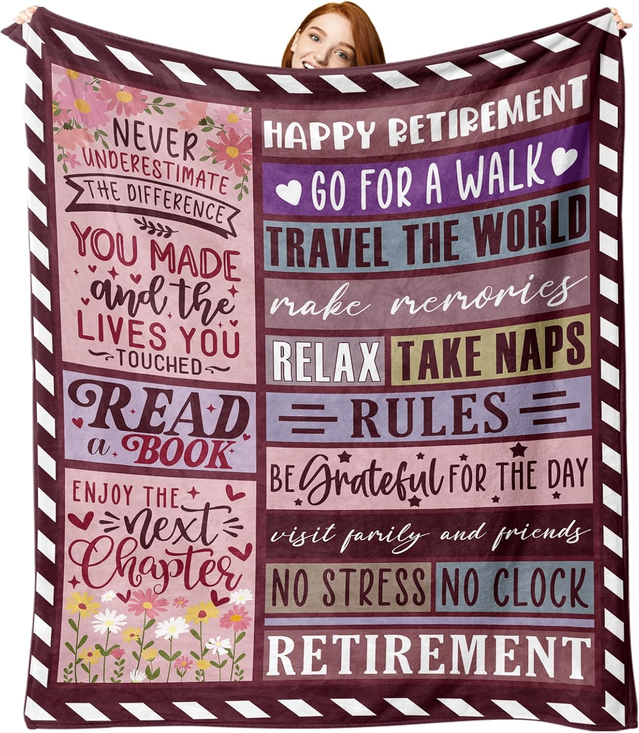 Retirement Gift for Woman Men Flannel Throw Blanket, Retired Gifts Ideas for Coworkers Friends, Goodbye Farewell Present for Mom Teacher Nurse, Happy Retirement Party Decor Blanket 50'' x 60''