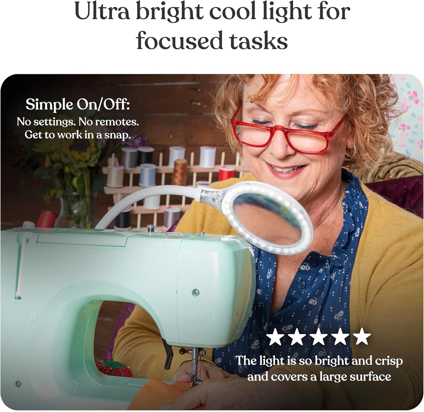 Brightech LightView Flex Magnifying Desk Lamp with Clamp, 1.75X Light Magnifier, Adjustable Magnifying Glass with Light for Crafts, Reading, Close Work