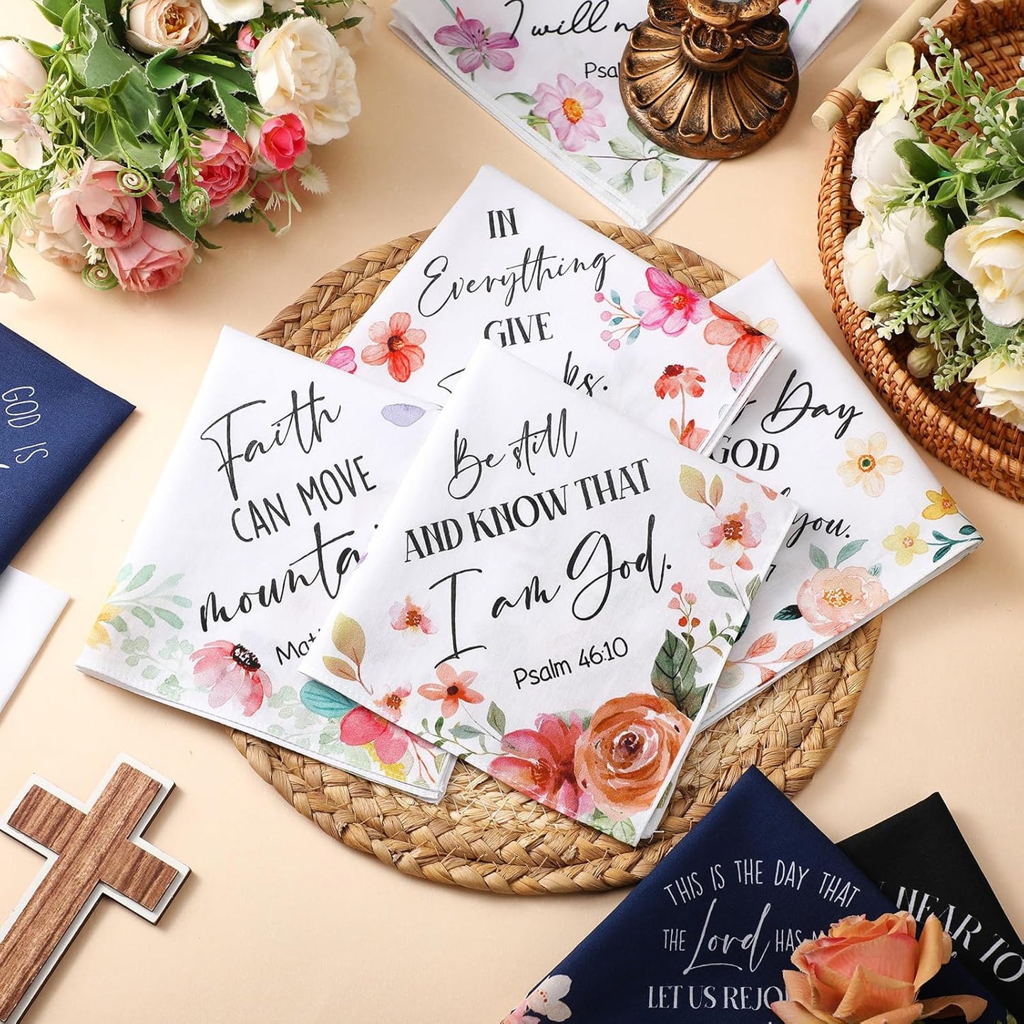 30 Pcs Mother's Day Gift Christian Handkerchiefs for Women Inspirational Bible Verse Gift for Mom Women Christian